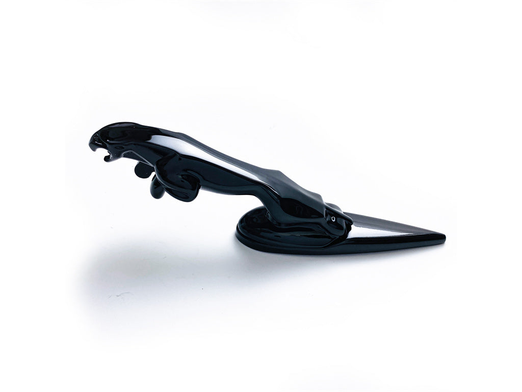 Jaguar Gloss Black Hood Ornament Badge Car Leaping Emblem C2Z12493 Italiaspares