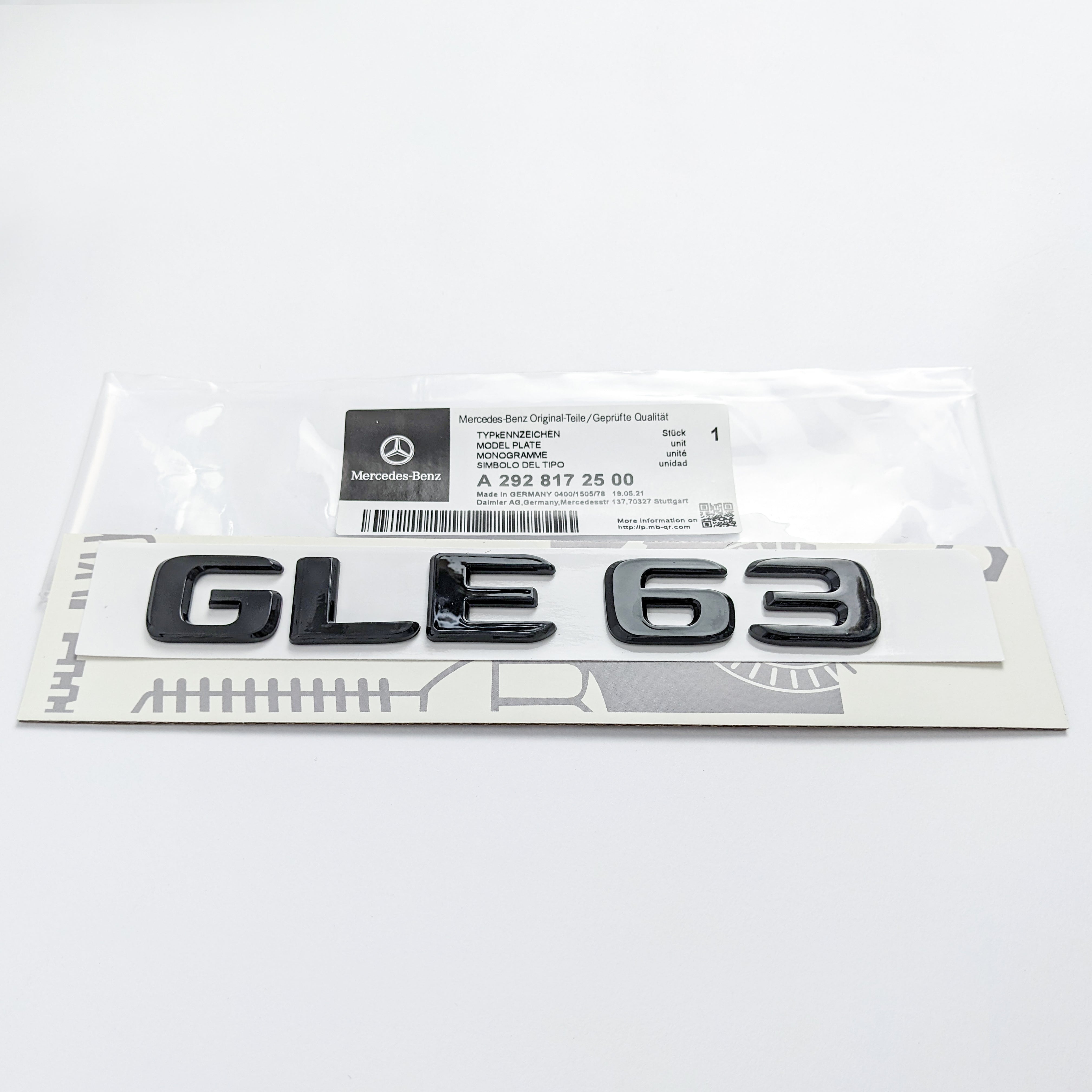 Mercedes Benz Gloss Black Letters "GLE63" Rear Trunk Emblems Badges Italiaspares
