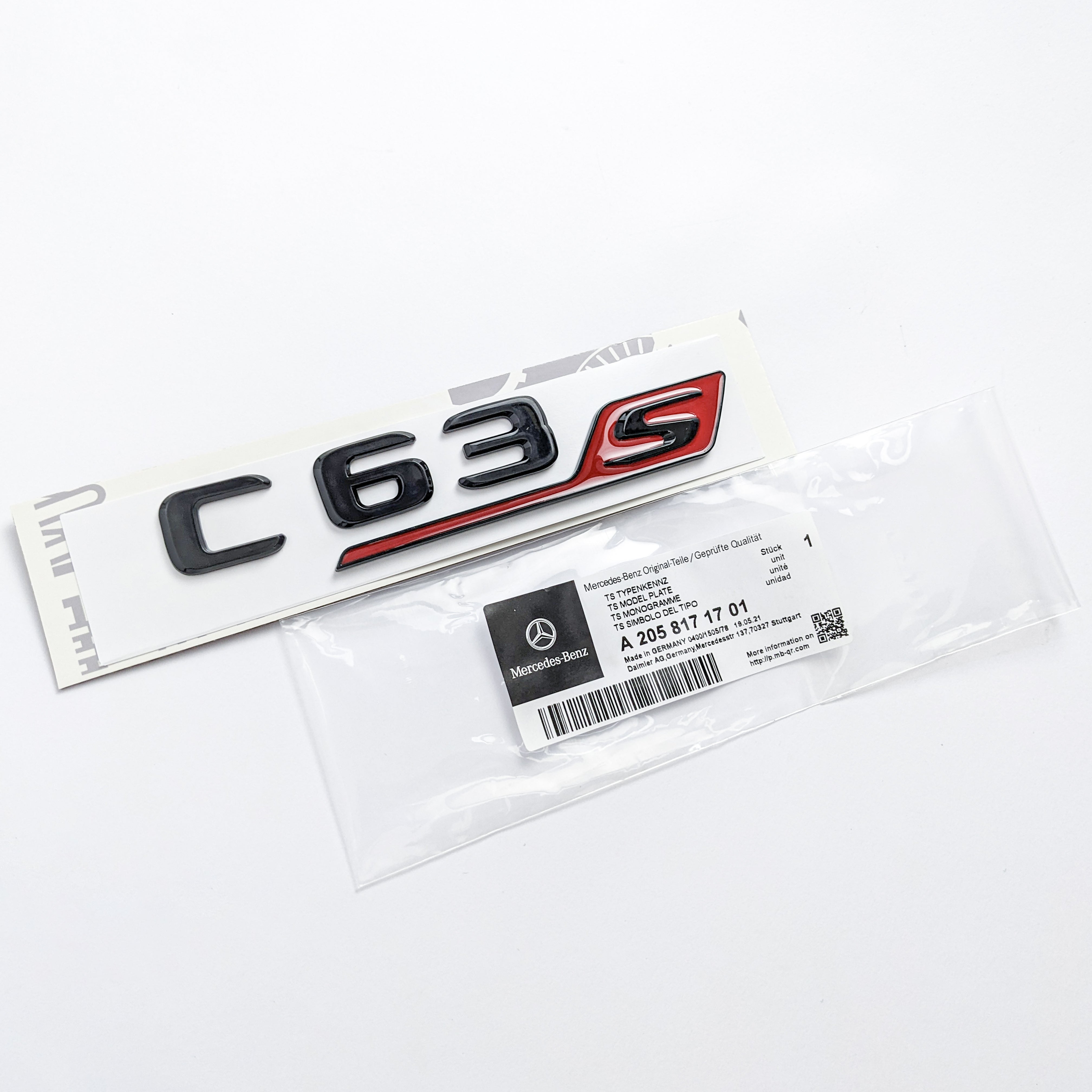 "C63s" Gloss Black Red Emblems Badge Sticker for Mercedes-Benz C63s AMG Factory