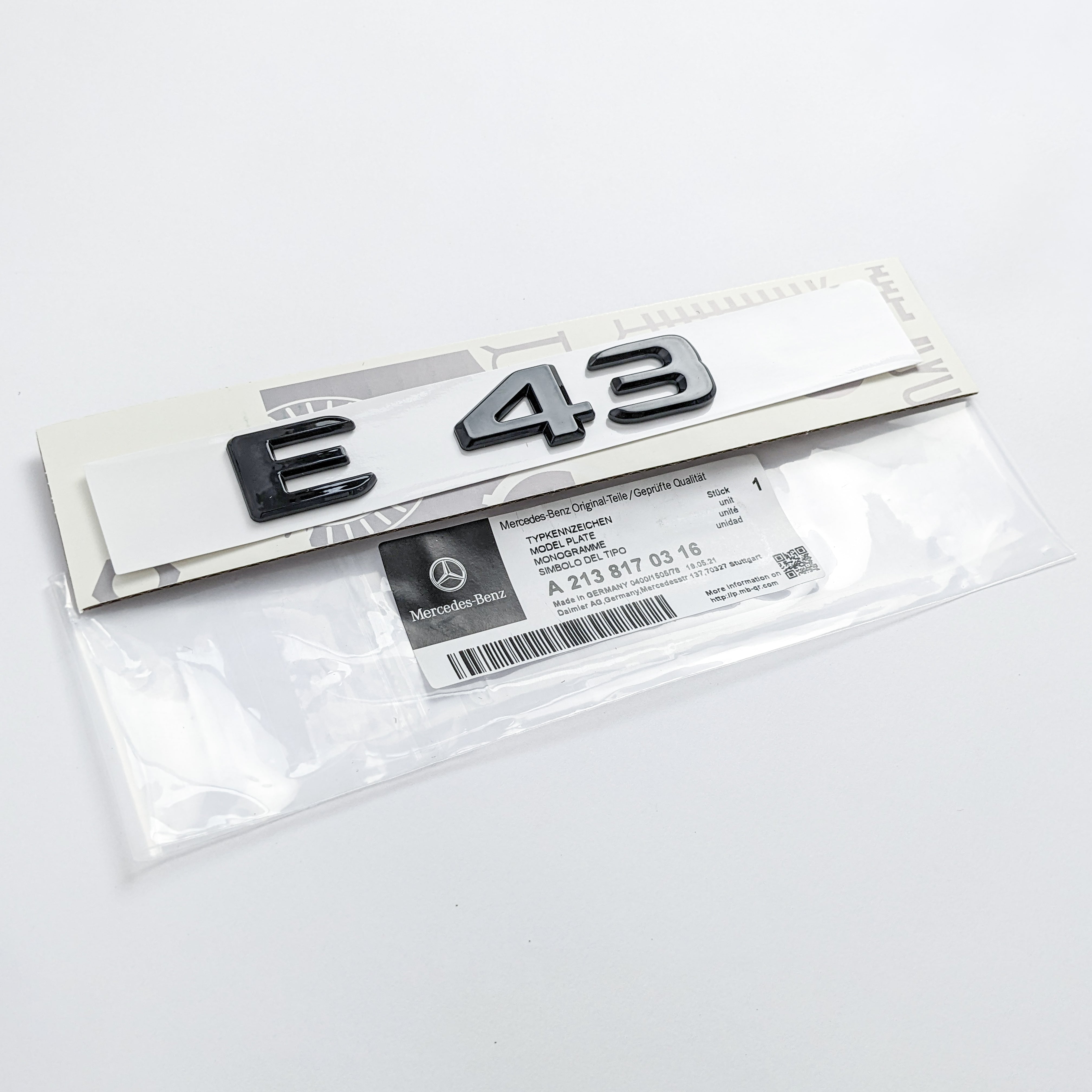 Mercedes-Benz Gloss Black "E 43" Rear Trunk Emblem Badge Logo Italiaspares