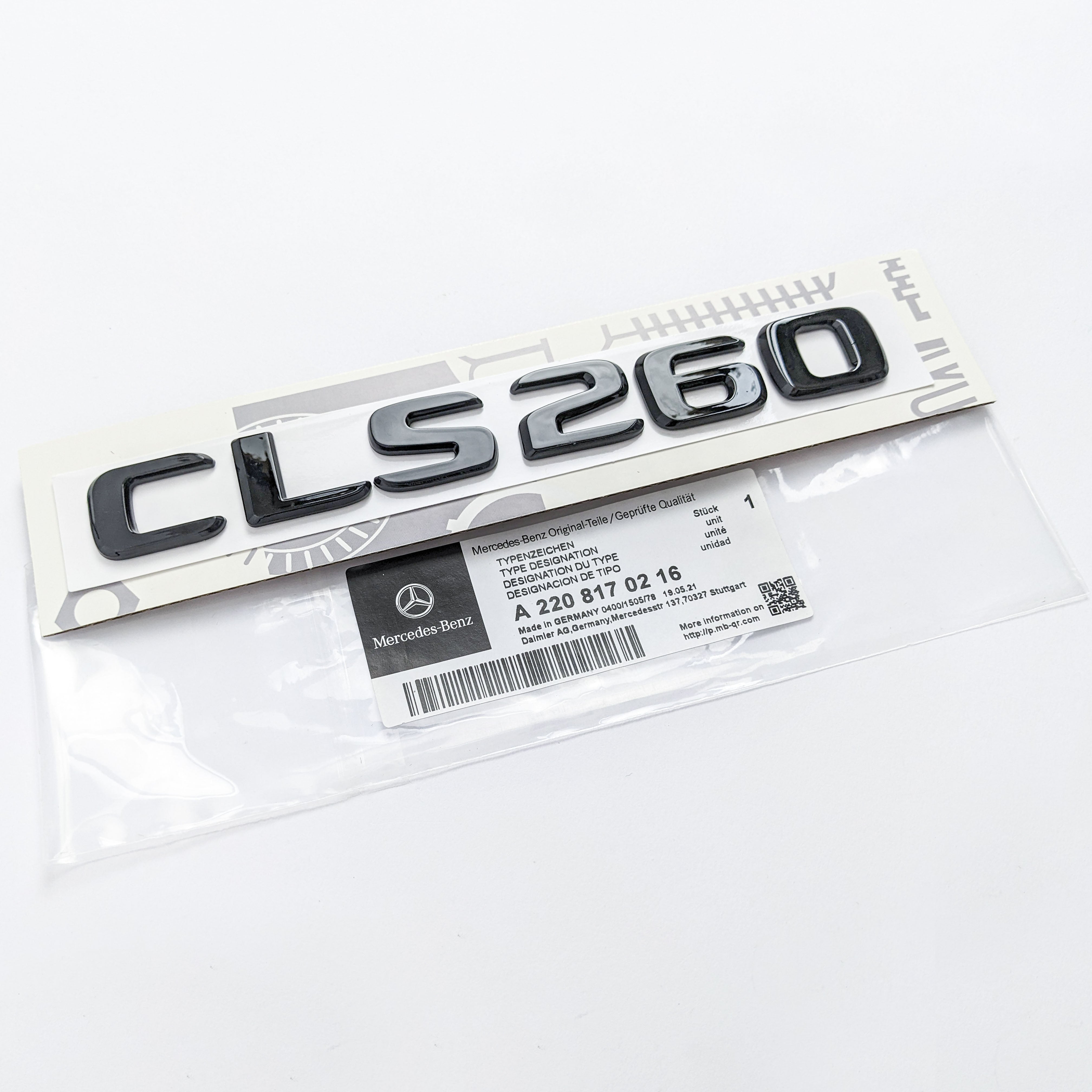 Mercedes-Benz Gloss Black "CLS260" Logo Trunk Emblem Badge Italiaspares