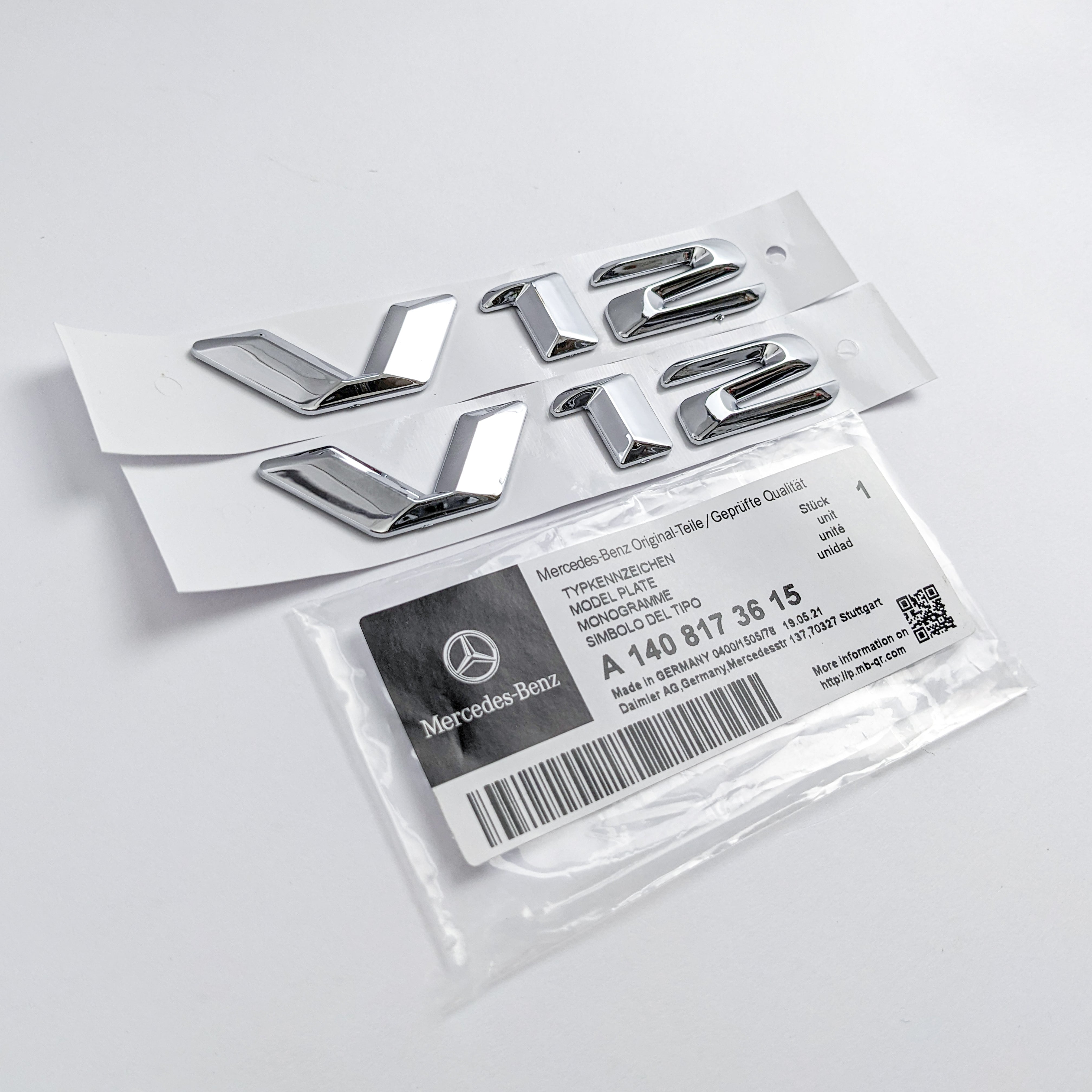 Mercedes Benz V12 AMG Emblem Fender Side Badge Chrome Nameplate Italiaspares