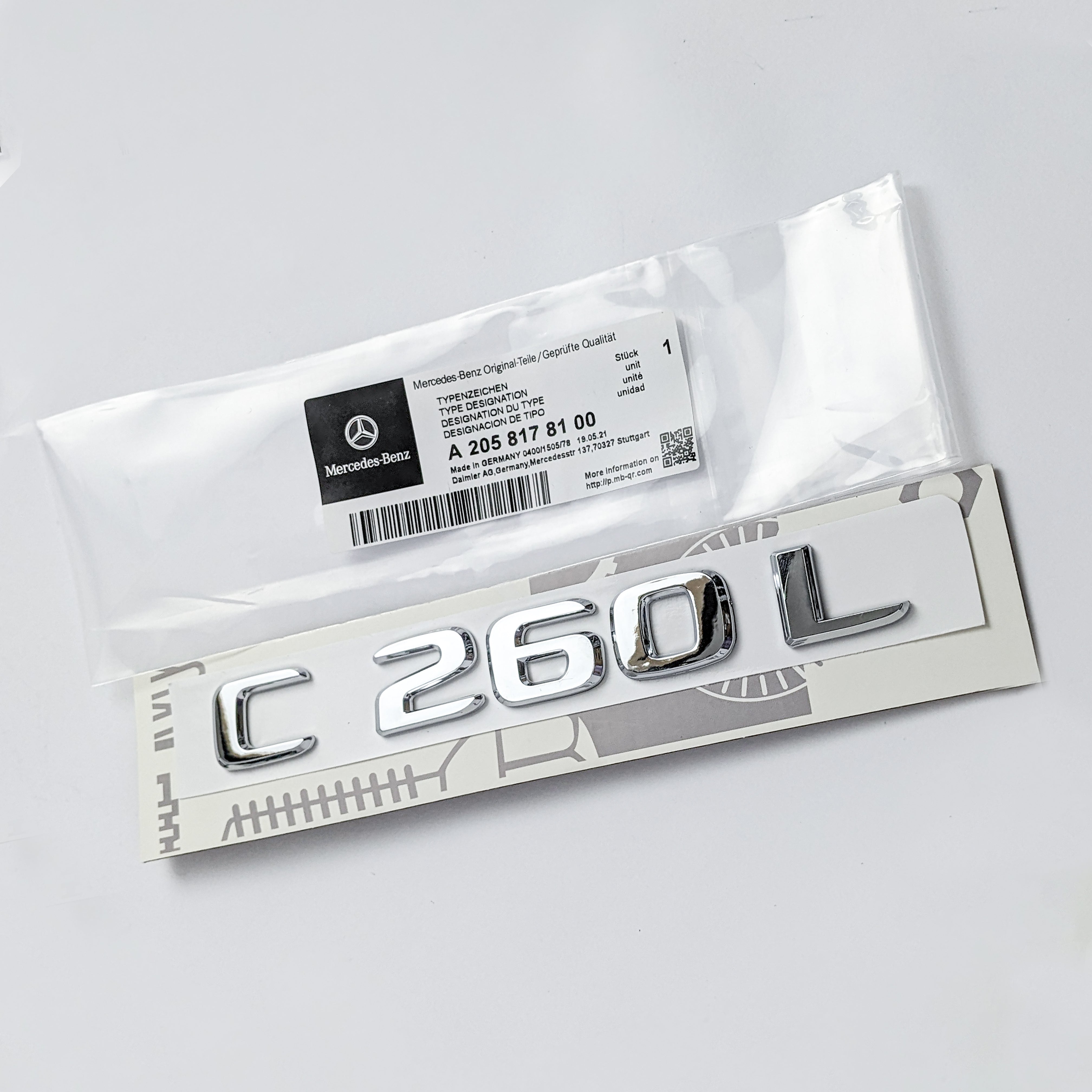 Chrome "C260L" Letter Emblem Trunk Logo Nameplate Badge For Mercedes Benz Factory