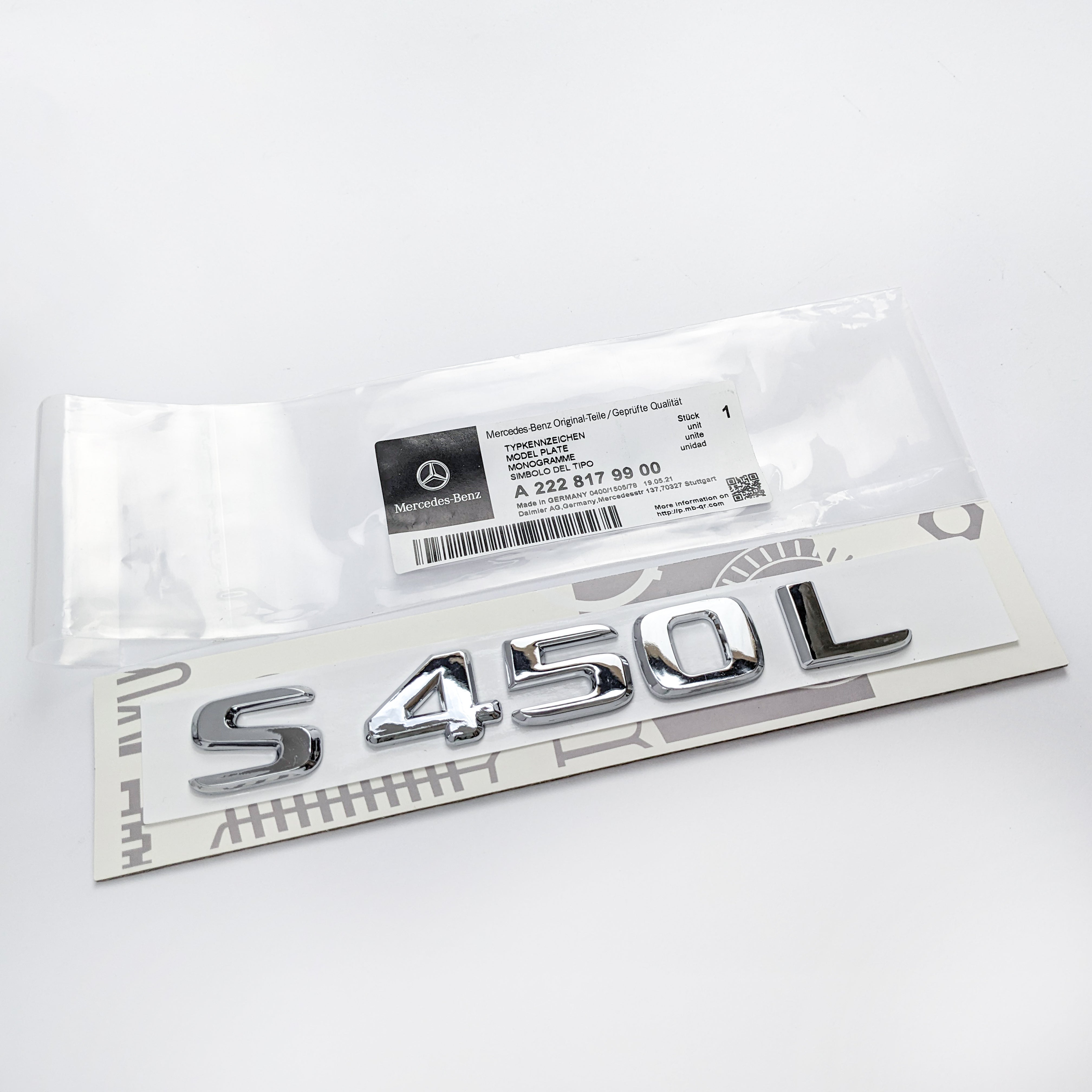 Mercedes-Benz Chrome Silver "S450L" Rear Trunk Emblem Badge Logo Italiaspares