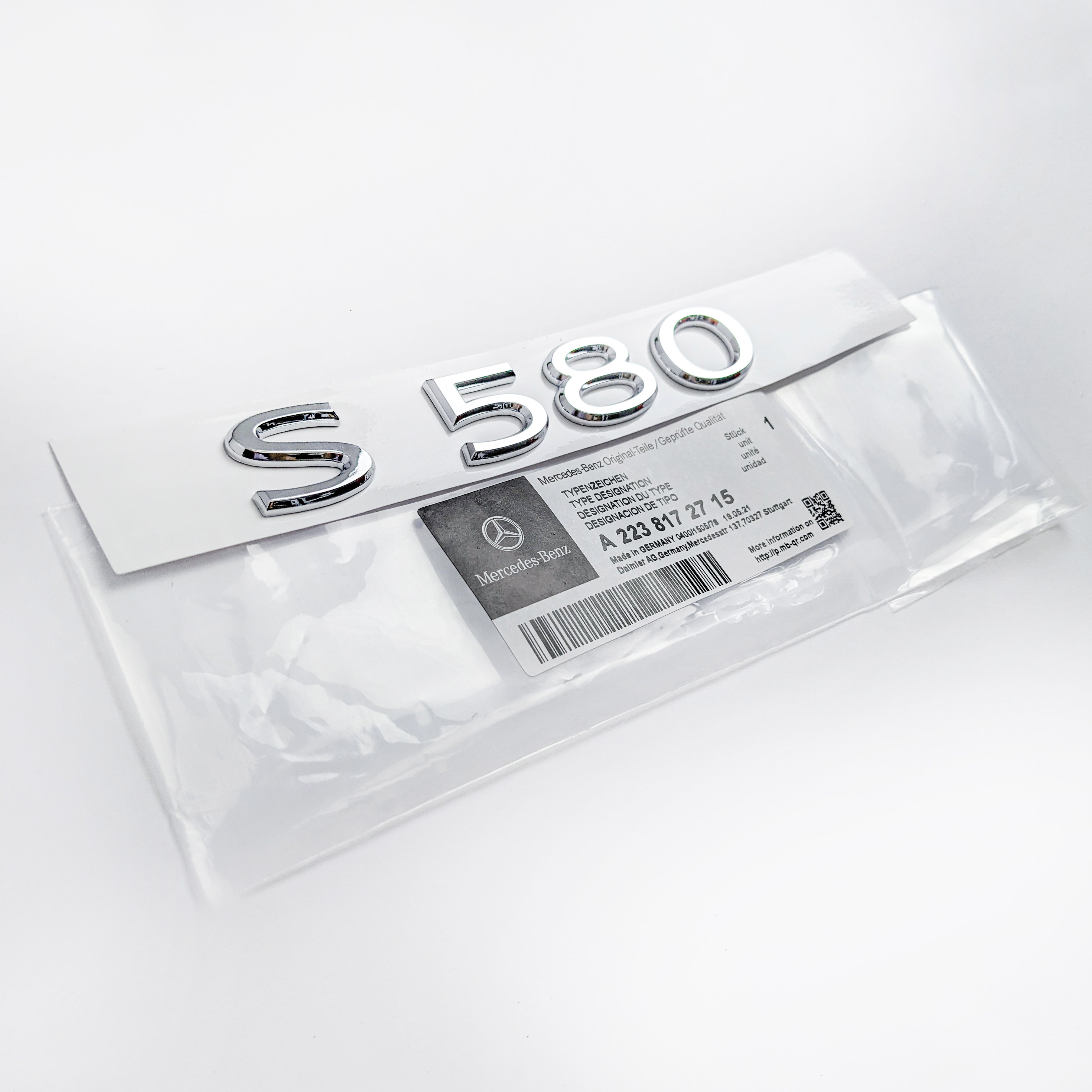 Mercedes-Benz Chrome Silver "S580" Rear Trunk Emblem Badge Logo Italiaspares