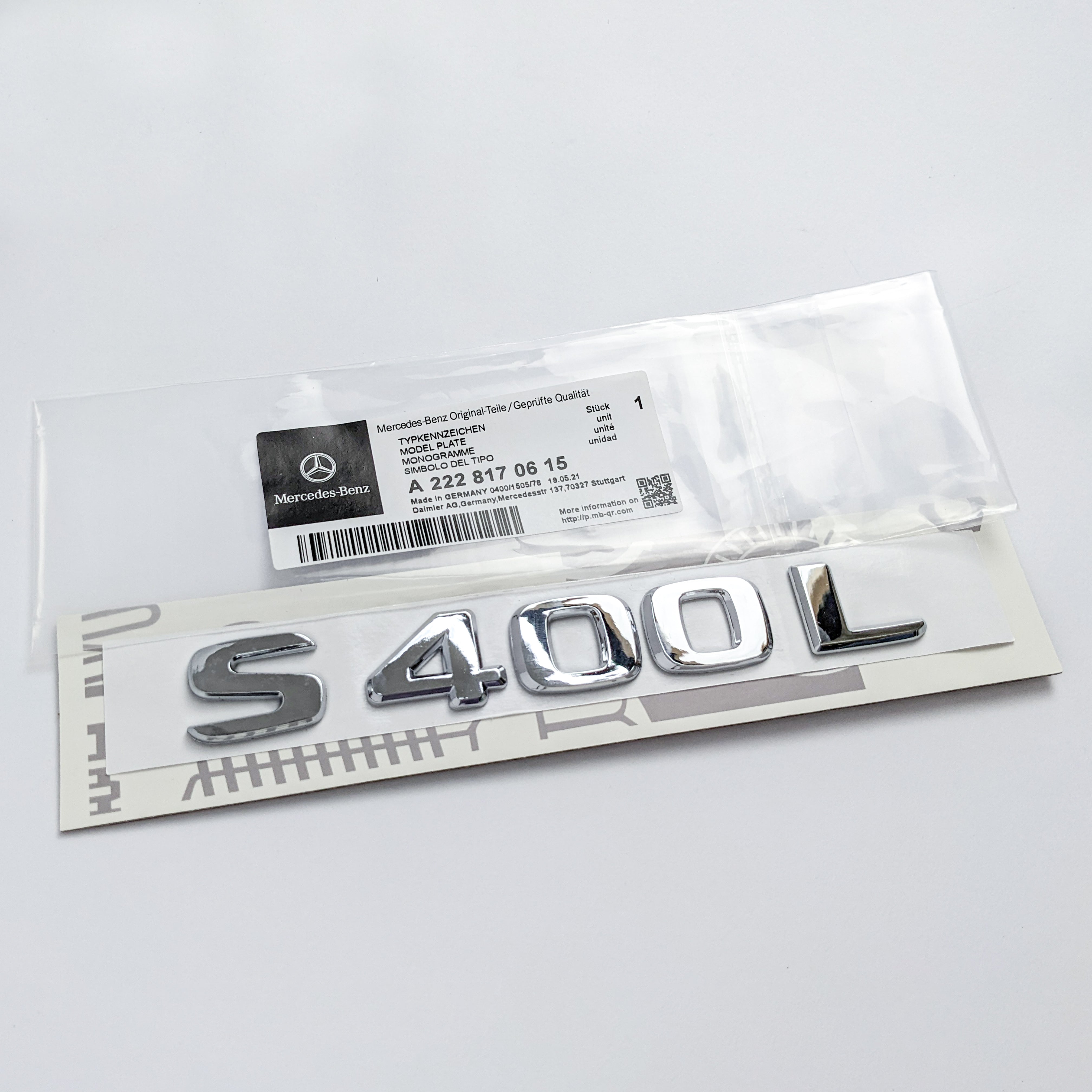 Mercedes-Benz Chrome Silver "S400L" Rear Trunk Emblem Badge Logo Italiaspares