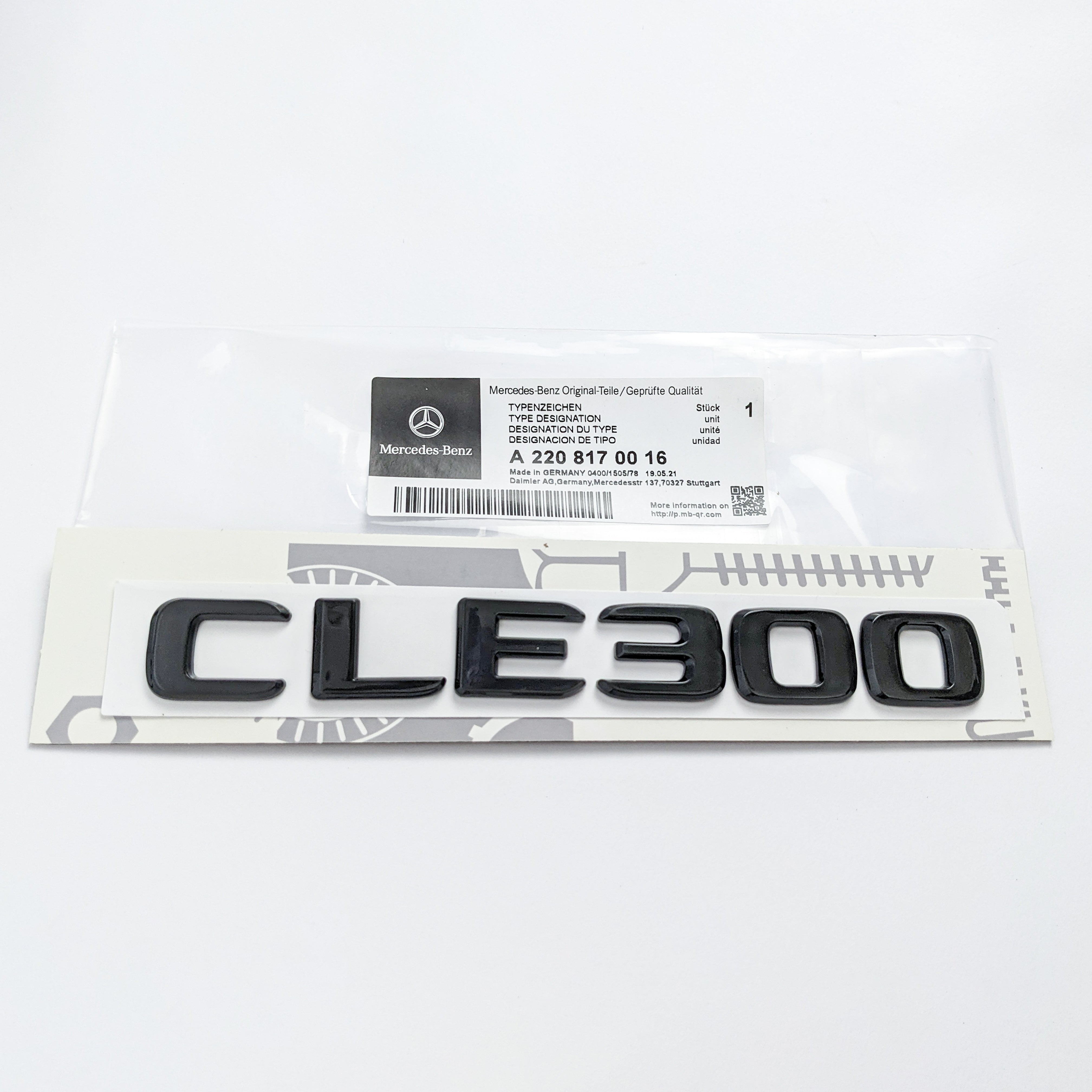 Mercedes Benz Gloss Black "CLE300" Rear Trunk Nameplate Emblem Badge Italiaspares
