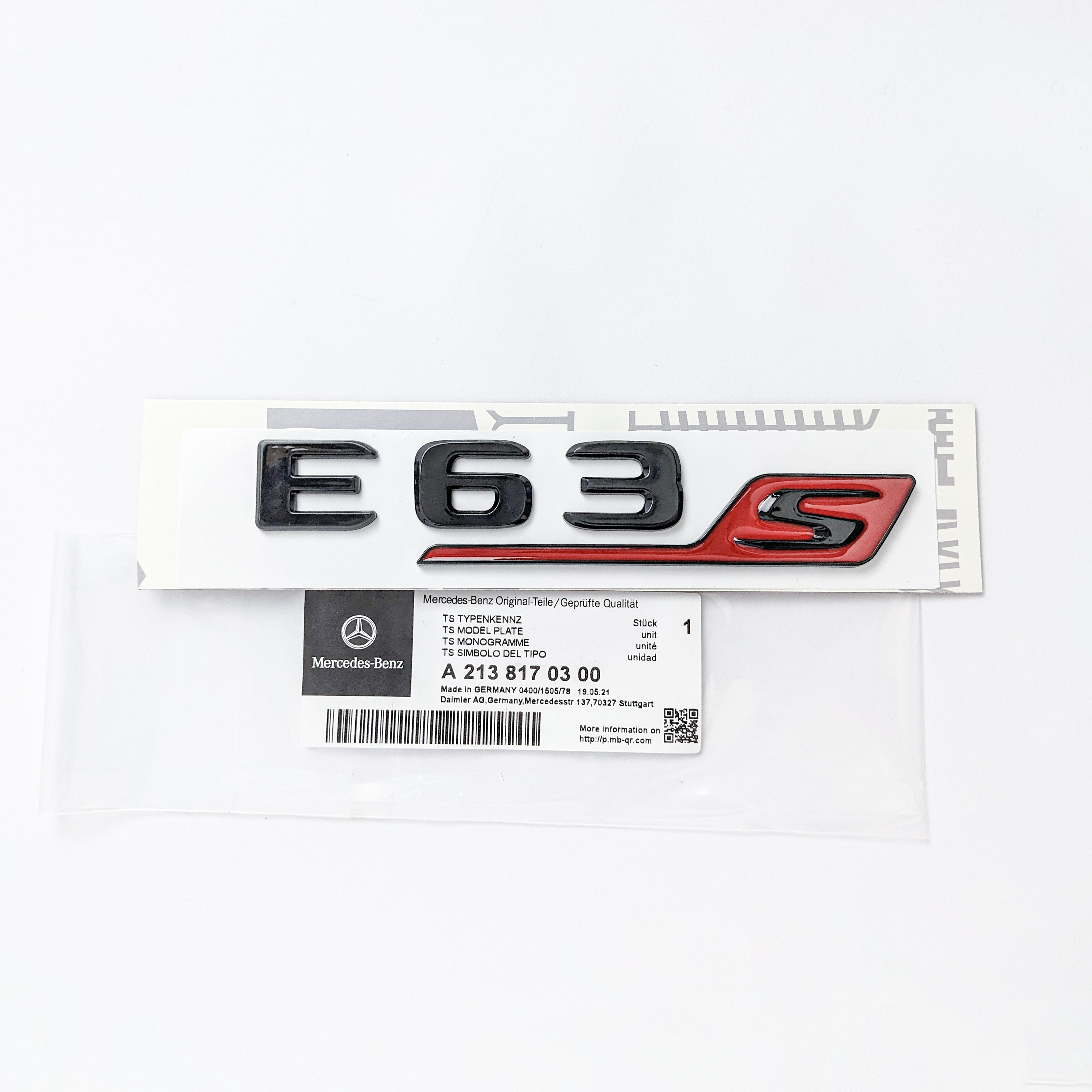 Mercedes Benz "E63s" Gloss Black Rear Trunk Emblem Badge Italiaspares