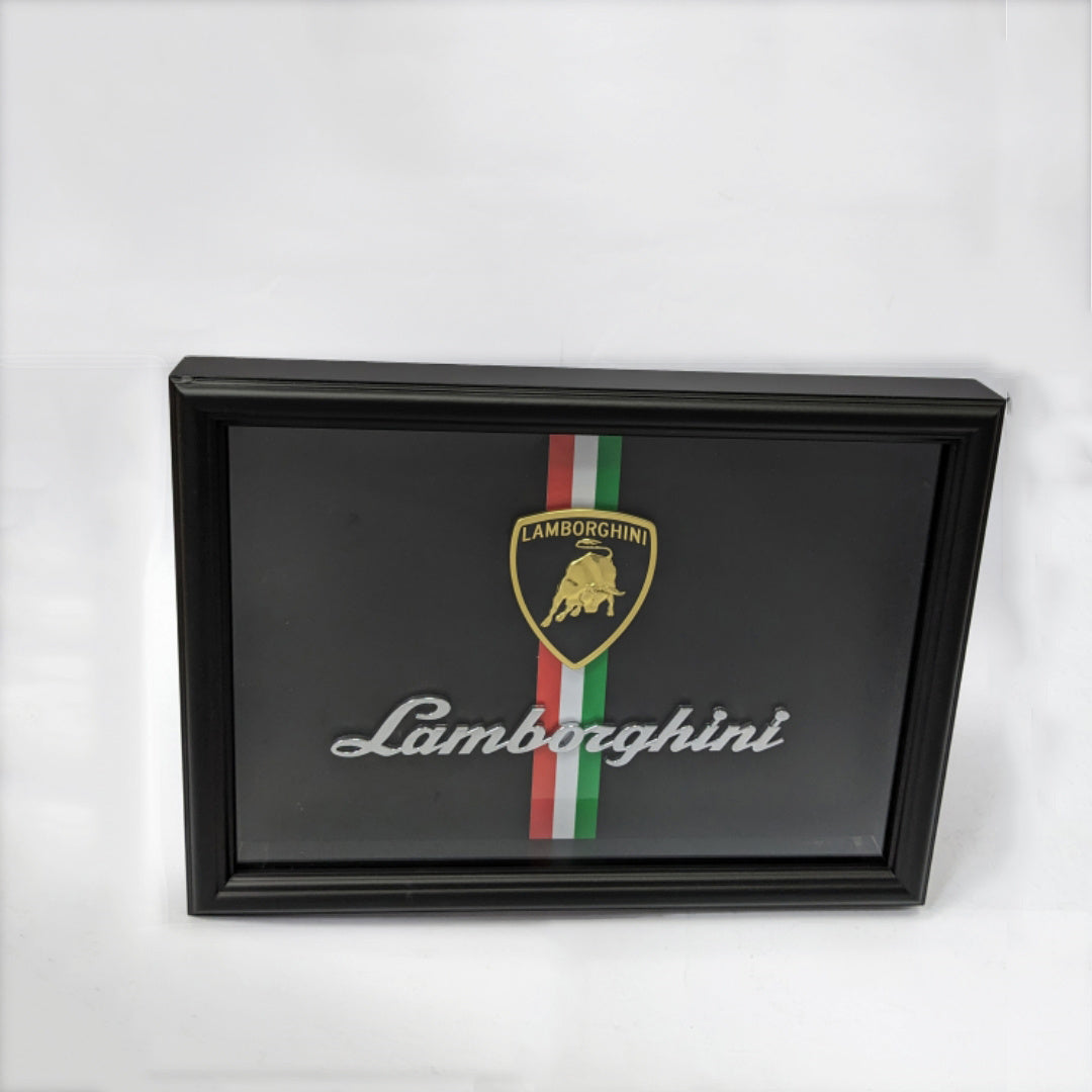 Lamborghini Emblem Wooden Glass Frame – Luxury Automotive Display Factory
