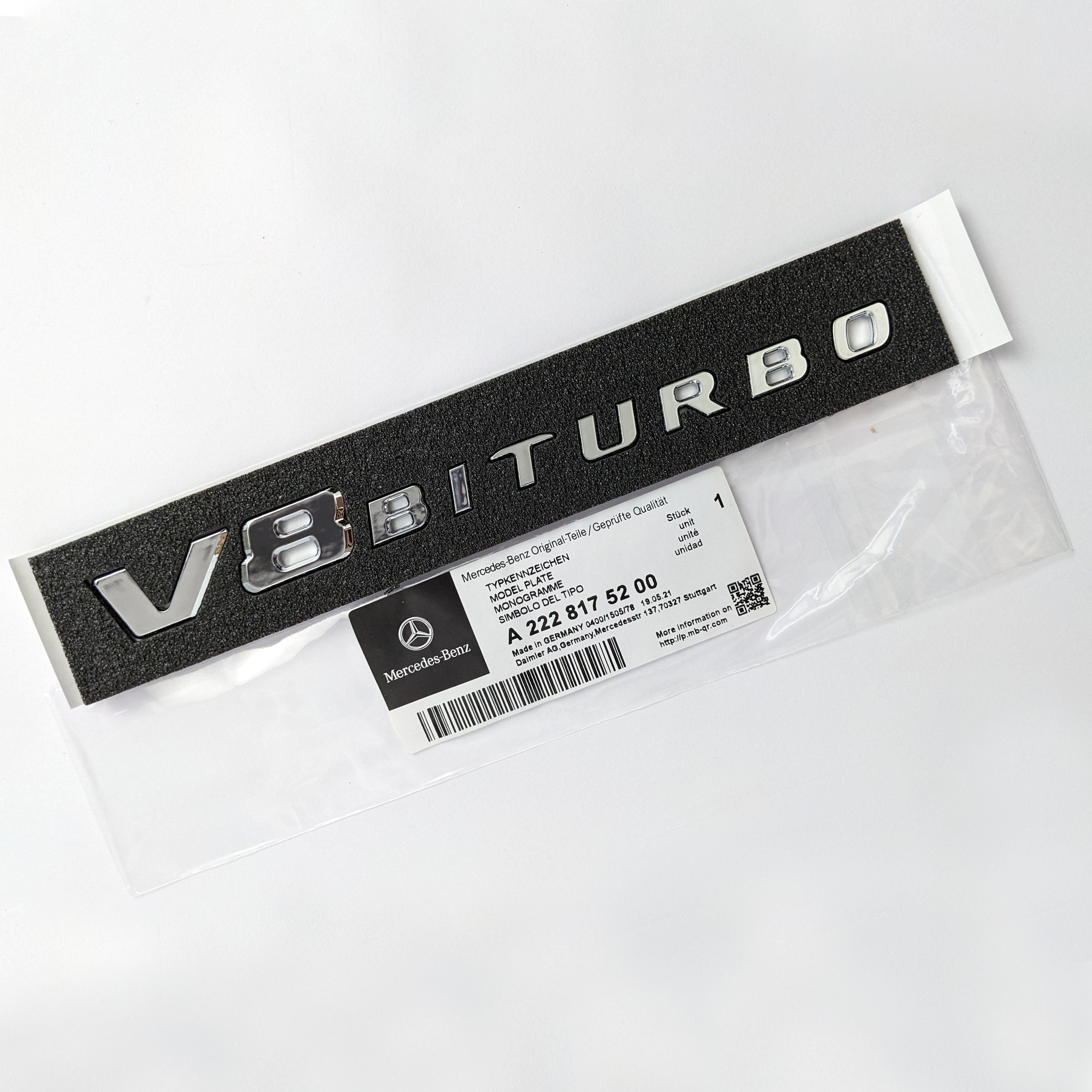 Mercedes Benz V8 BITURBO Chrome Silver Number Letters Emblem Badge Sticker Italiaspares