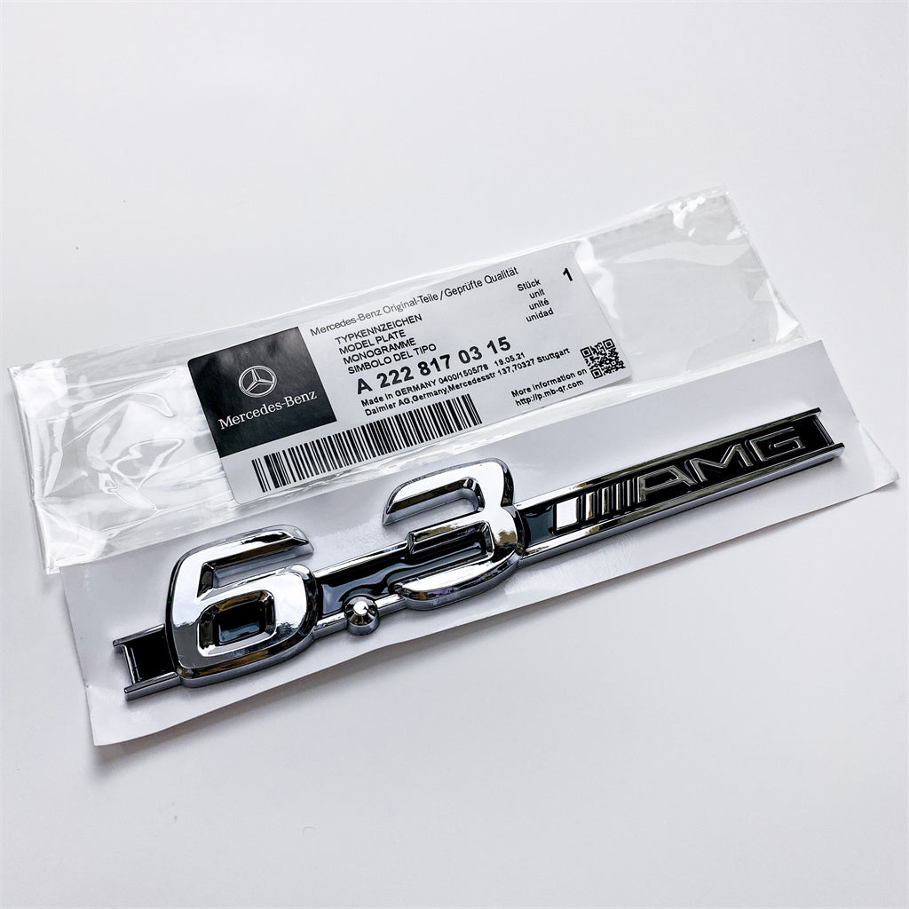 Mercedes Benz 6.3 AMG Side Wing Badge Emblem Sliver & Black C63 E63 S63 CLS63 A2228170315 Italiaspares