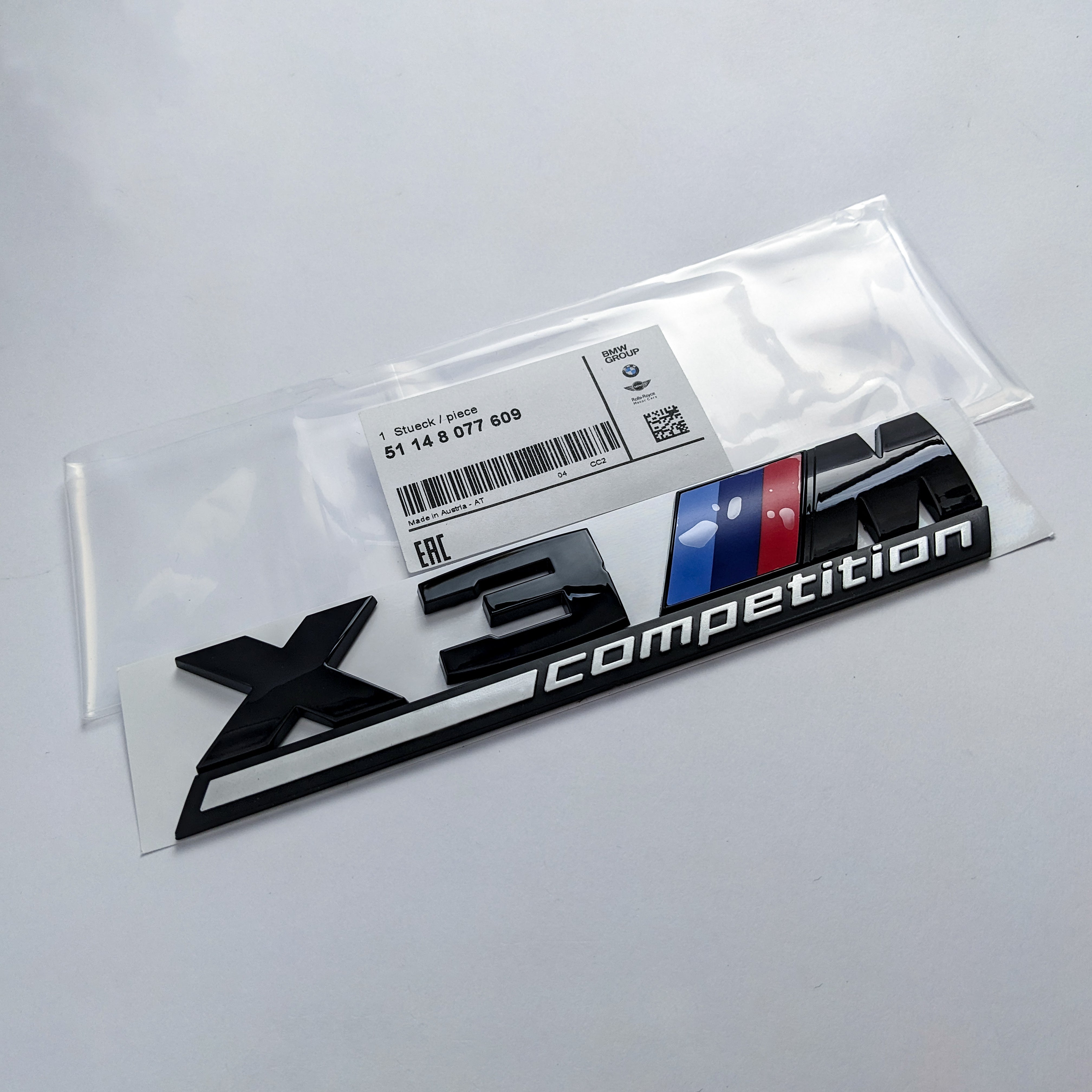 BMW X3 M Competition Tailgate Rear Black Emblem Badge Sticker 51148077609 Italiaspares