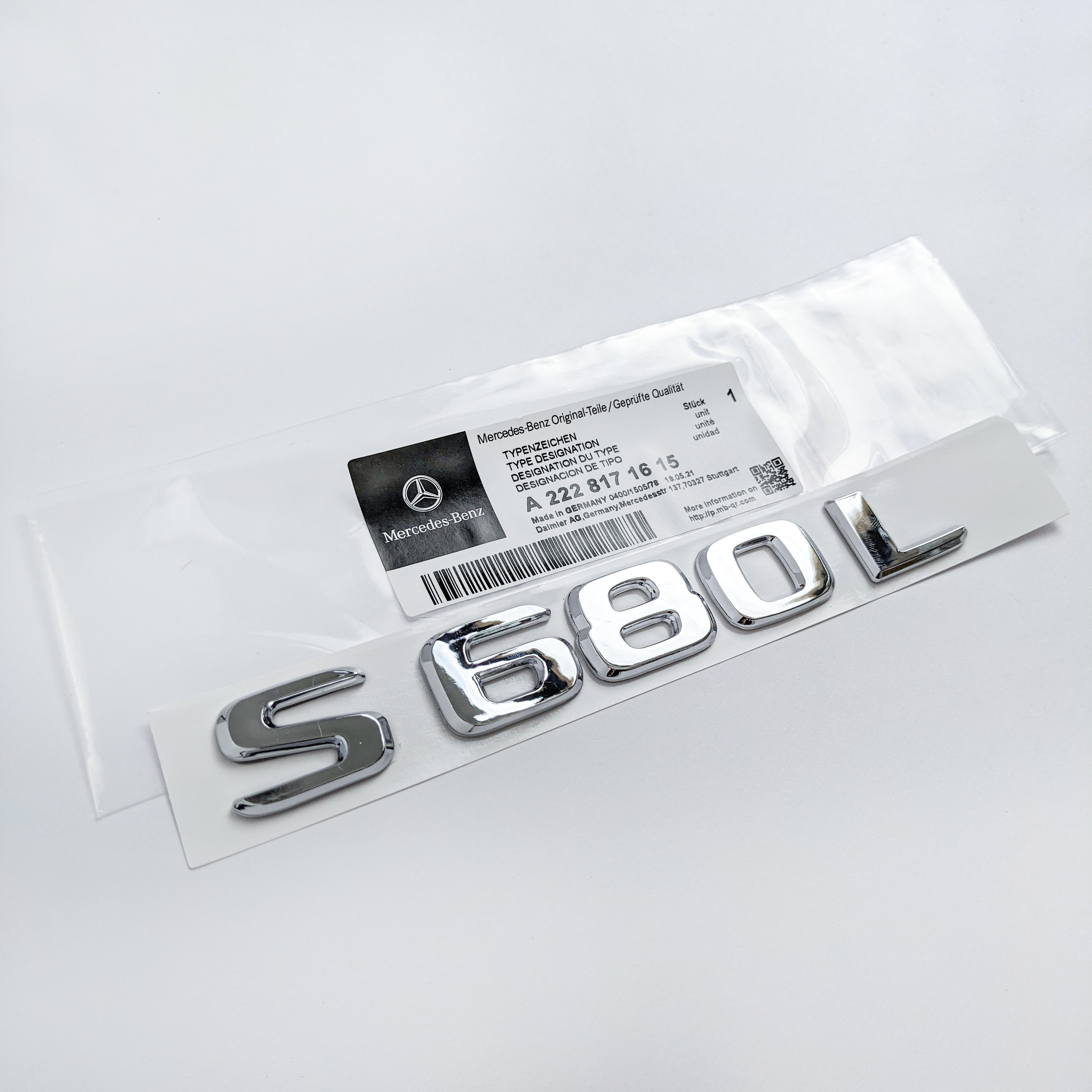Mercedes-Benz Chrome Silver "S680L" Rear Trunk Emblem Badge Logo Italiaspares