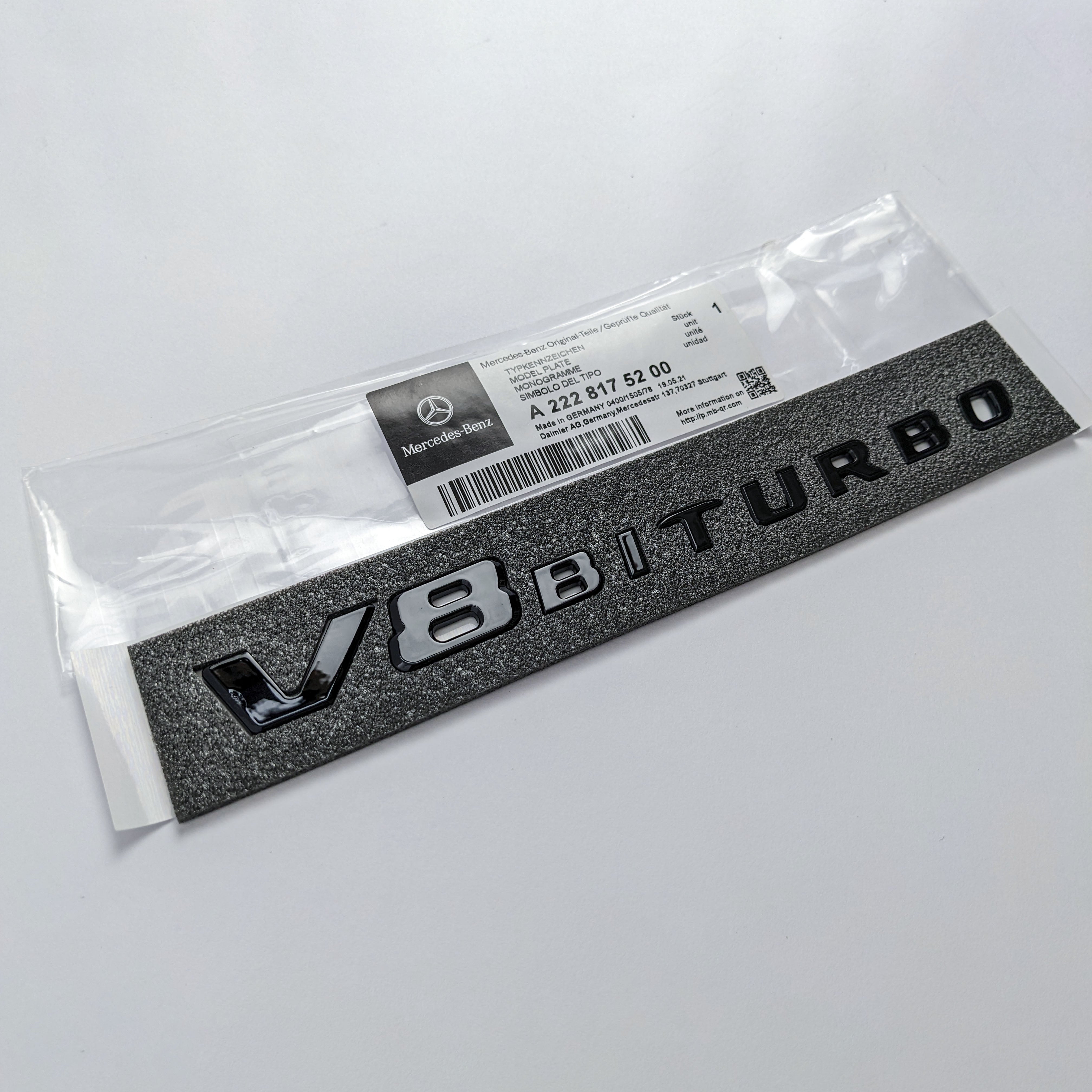 Mercedes Benz V8 BITURBO Gloss Black Number Letters Emblem Badge Sticker Italiaspares