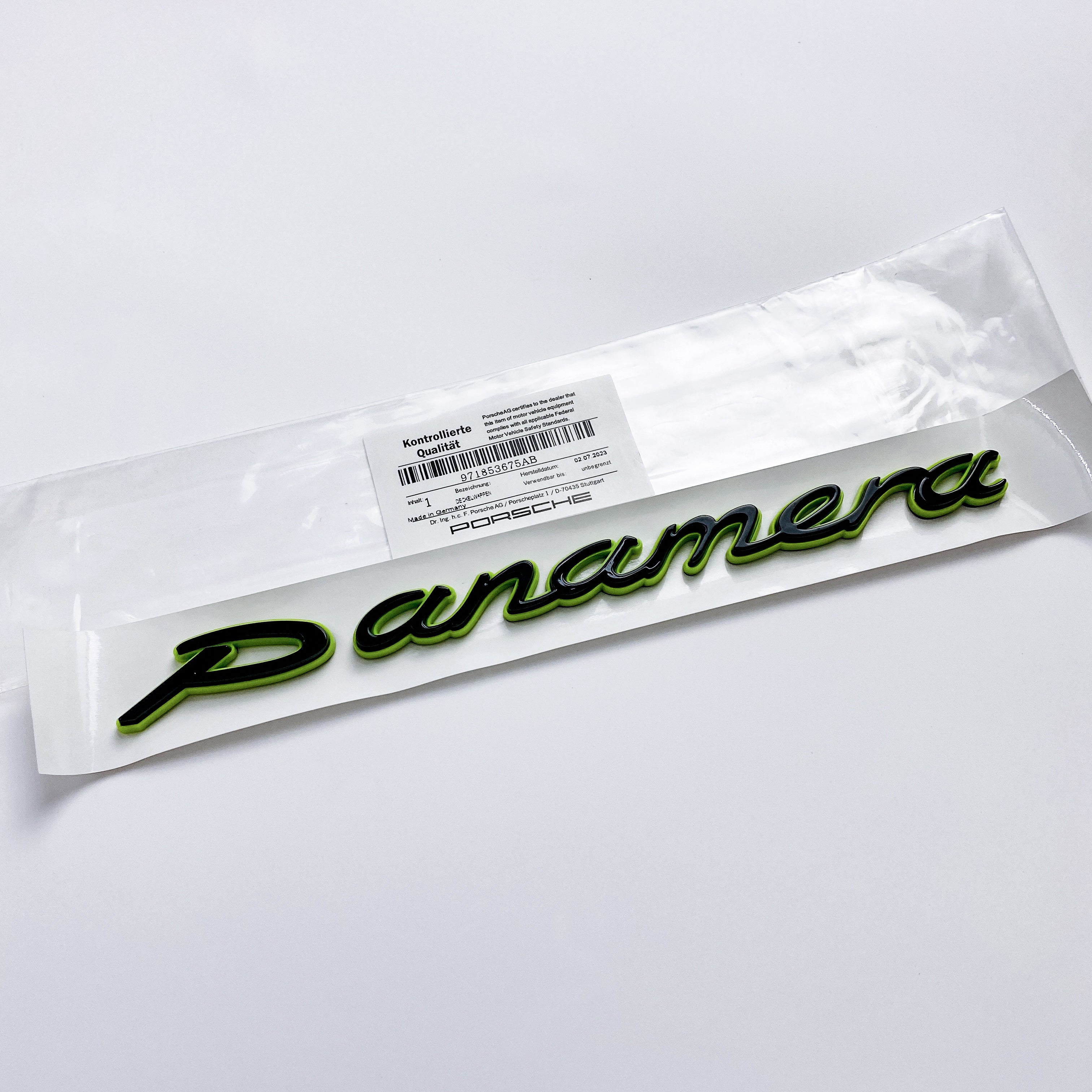 Porsche "Panamera" Letter Badge Emblem Car Sticker Green Base Black 971853675AB Italiaspares