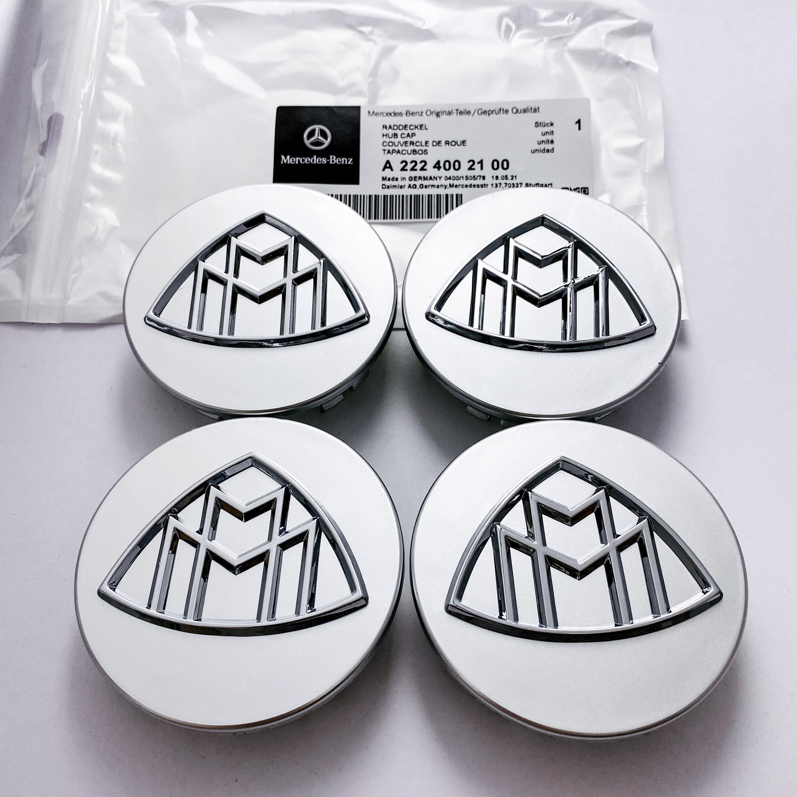 Mercedes Benz Maybach Chrome Silver Wheel Center Hub Cap Cover Logo Emblem 4Pcs A2224002100 Italiaspares