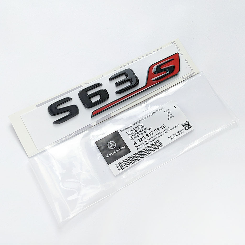 Mercedes-Benz Gloss Black Red "S63s" Rear Trunk Emblem Badge Logo Italiaspares