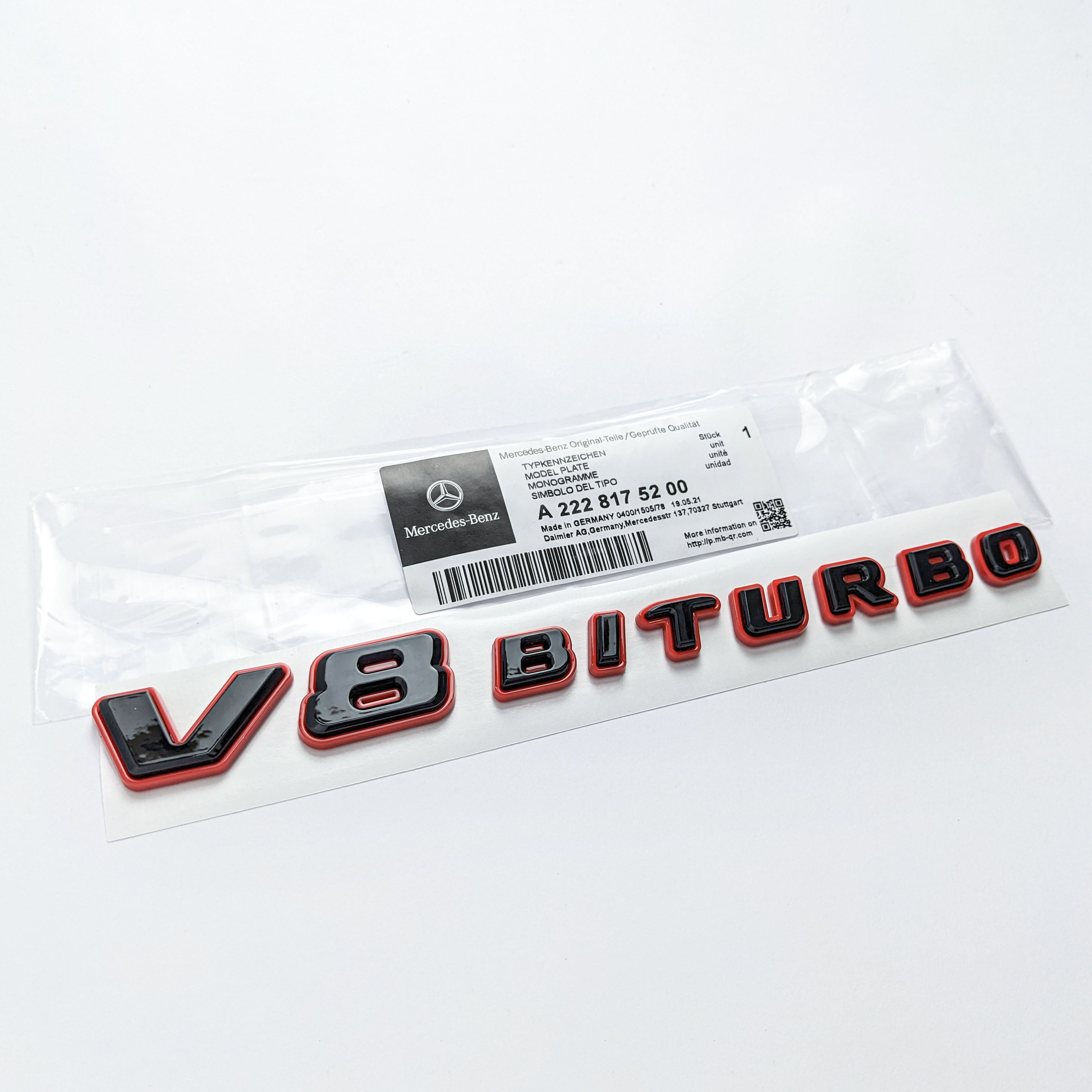 Mercedes Benz V8 BITURBO Gloss Black Red Number Letters Emblem Badge Sticker Italiaspares