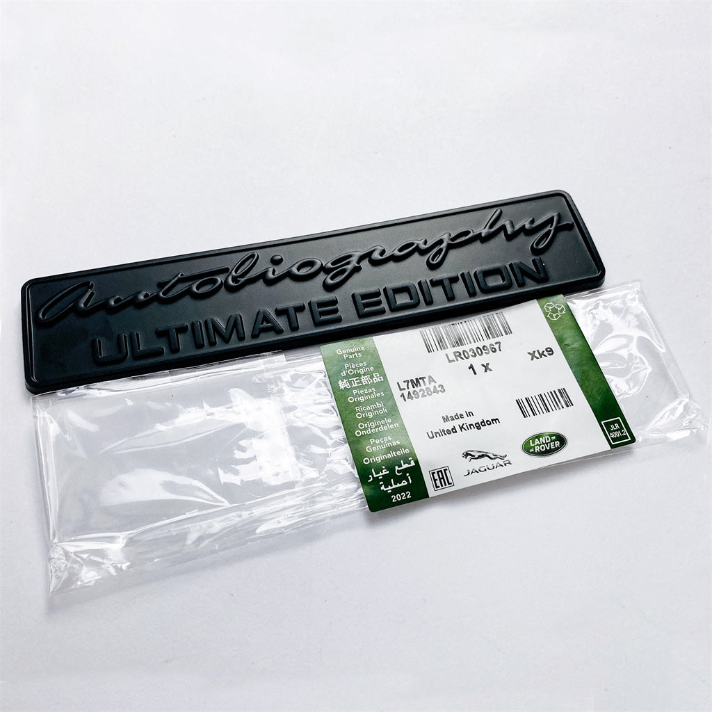 Land Rover "AUTOBIOGRAPHY ULTIMAT EDITION" Rear Emblem Badge Sticker Nameplate Matt Black LR030967 Italiaspares