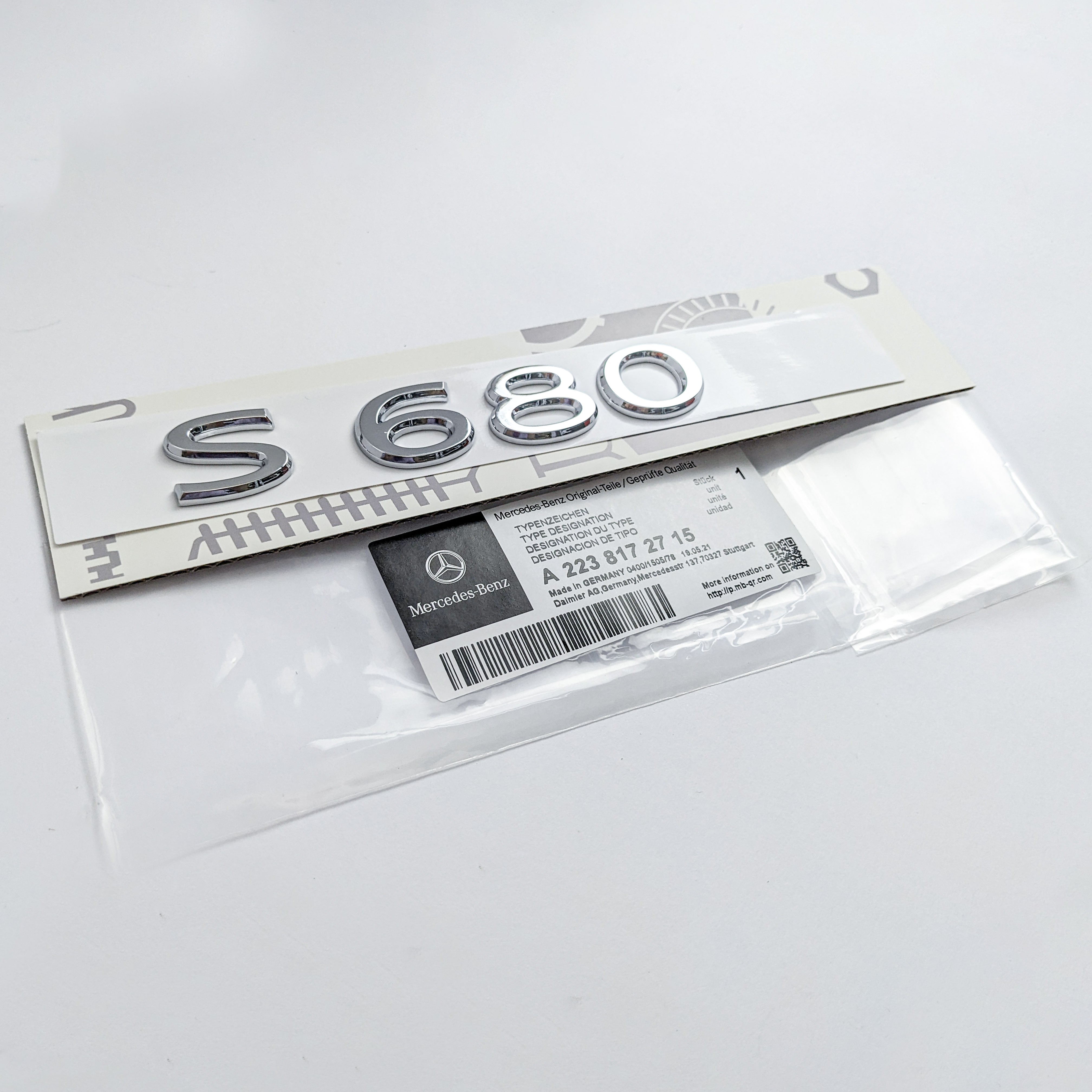 Mercedes-Benz Chrome Silver "S680" Rear Trunk Emblem Badge Logo Italiaspares