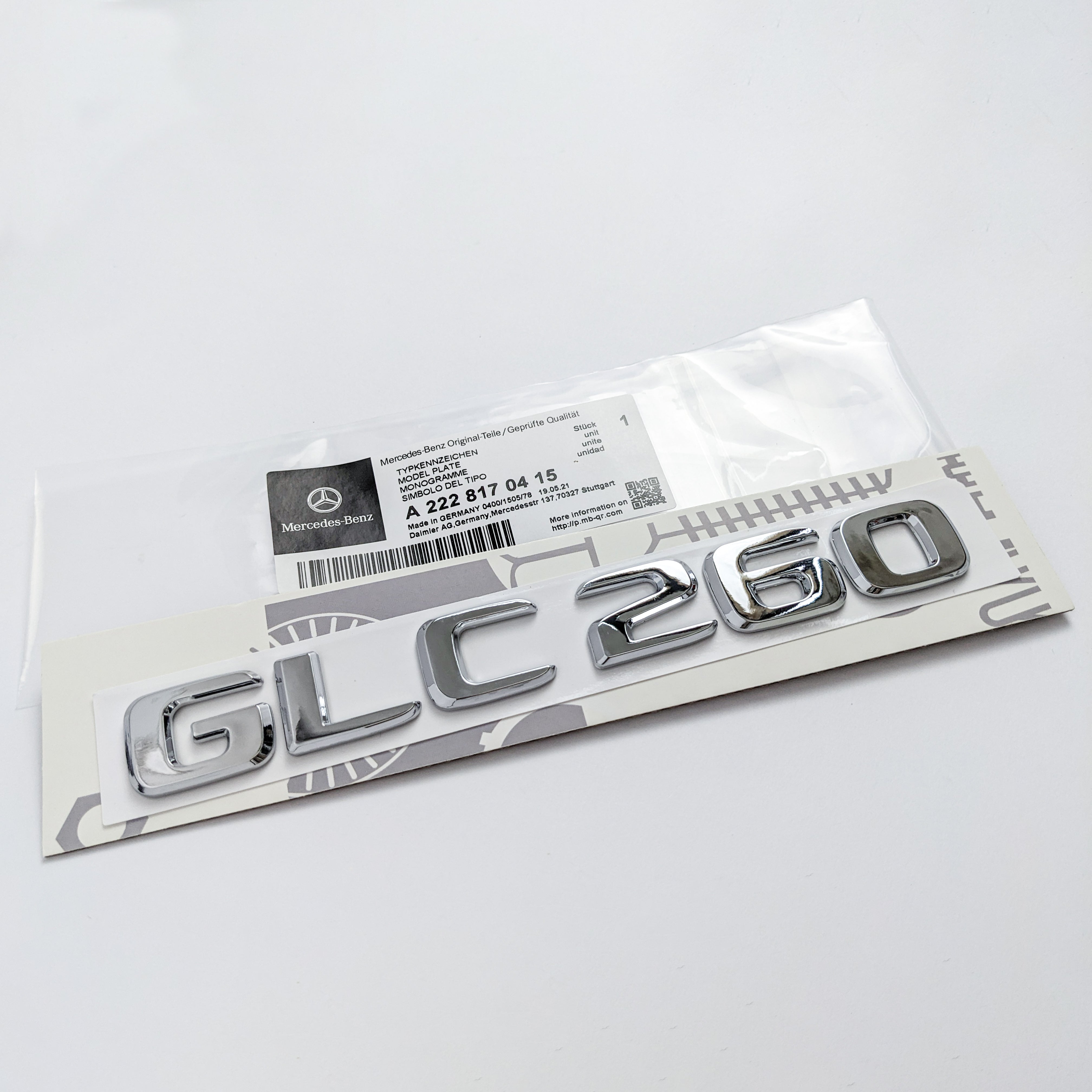 Mercedes Benz Chrome Silver "GLC260" Rear Trunk Nameplate Emblem Badge Italiaspares