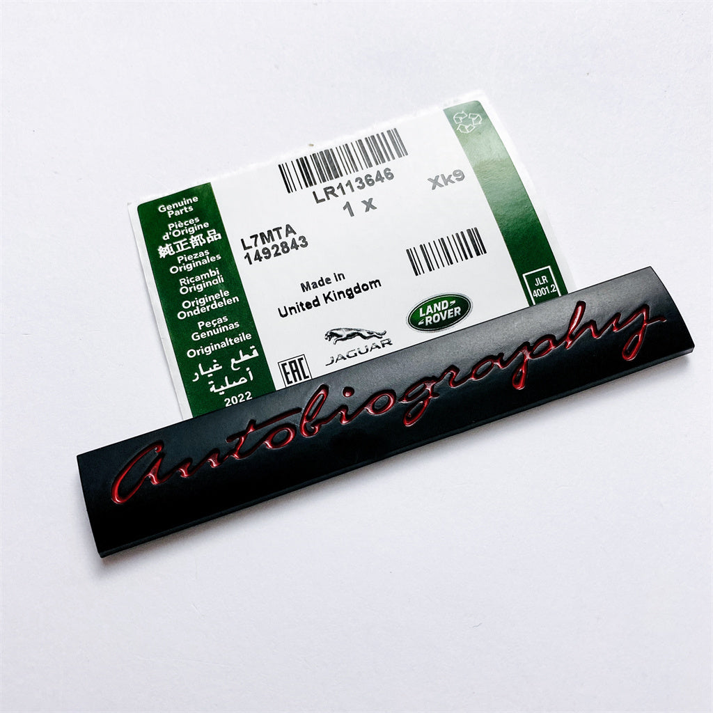 Land Rover Gloss Black Red "Autobiography" Car Sport Tailgate Logo Badge Emblem LR113646 Italiaspares