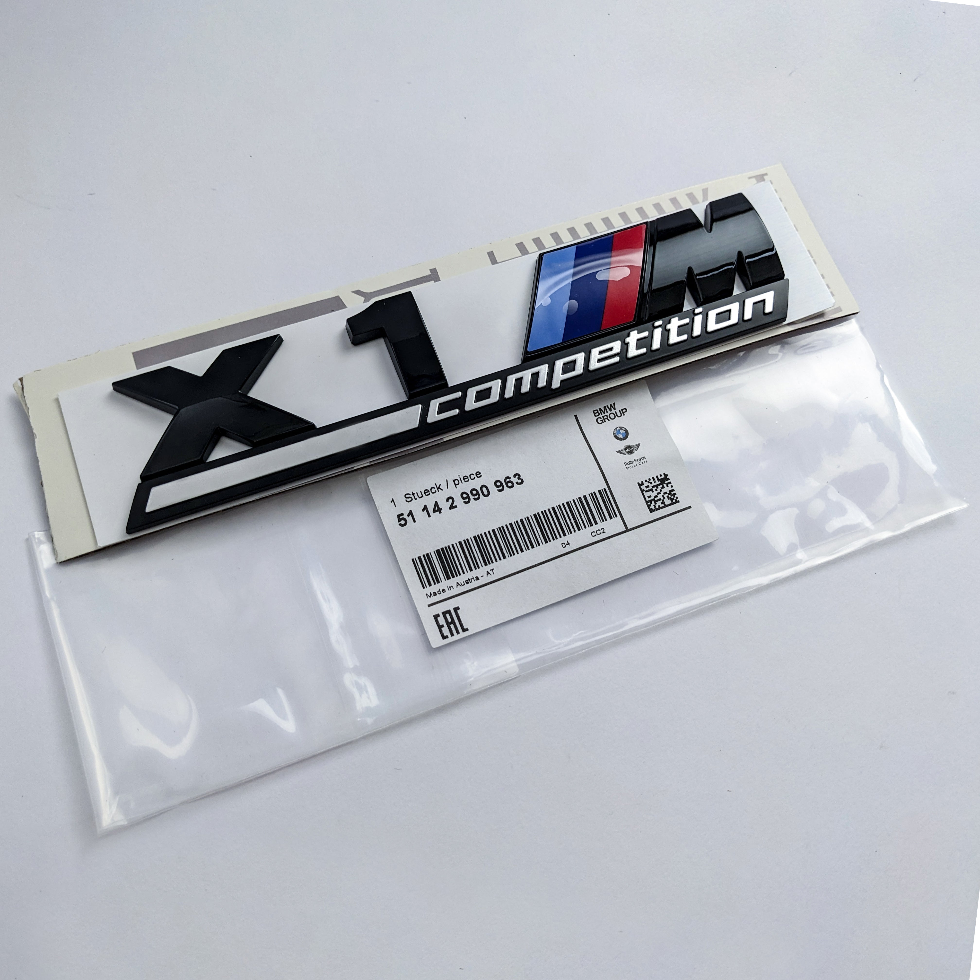 BMW X1 M Competition Tailgate Rear Black Emblem Badge Sticker 51142990963 Italiaspares