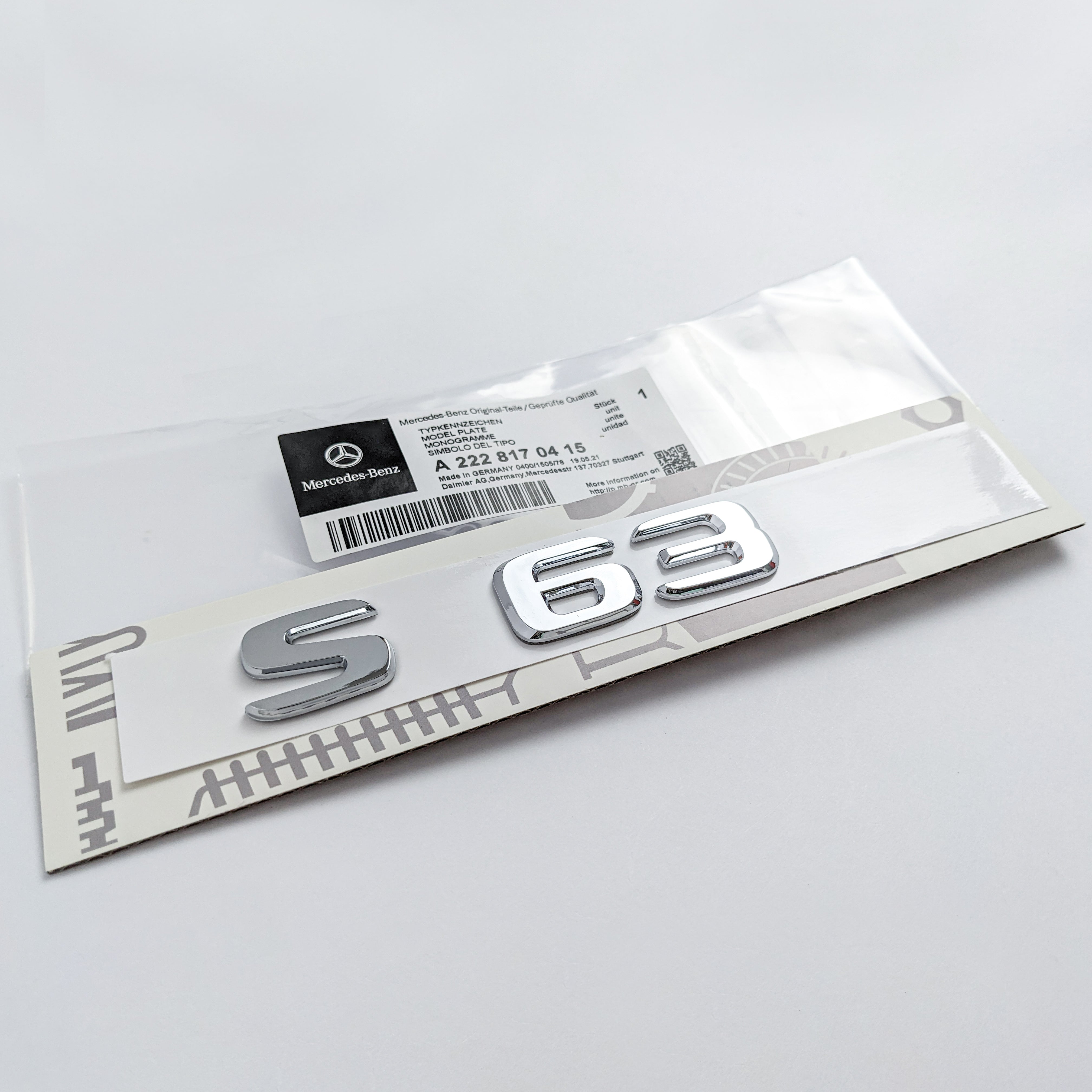 Mercedes Benz "S 63" Chrome Silver Rear Trunk Nameplate Emblem Badge Italiaspares