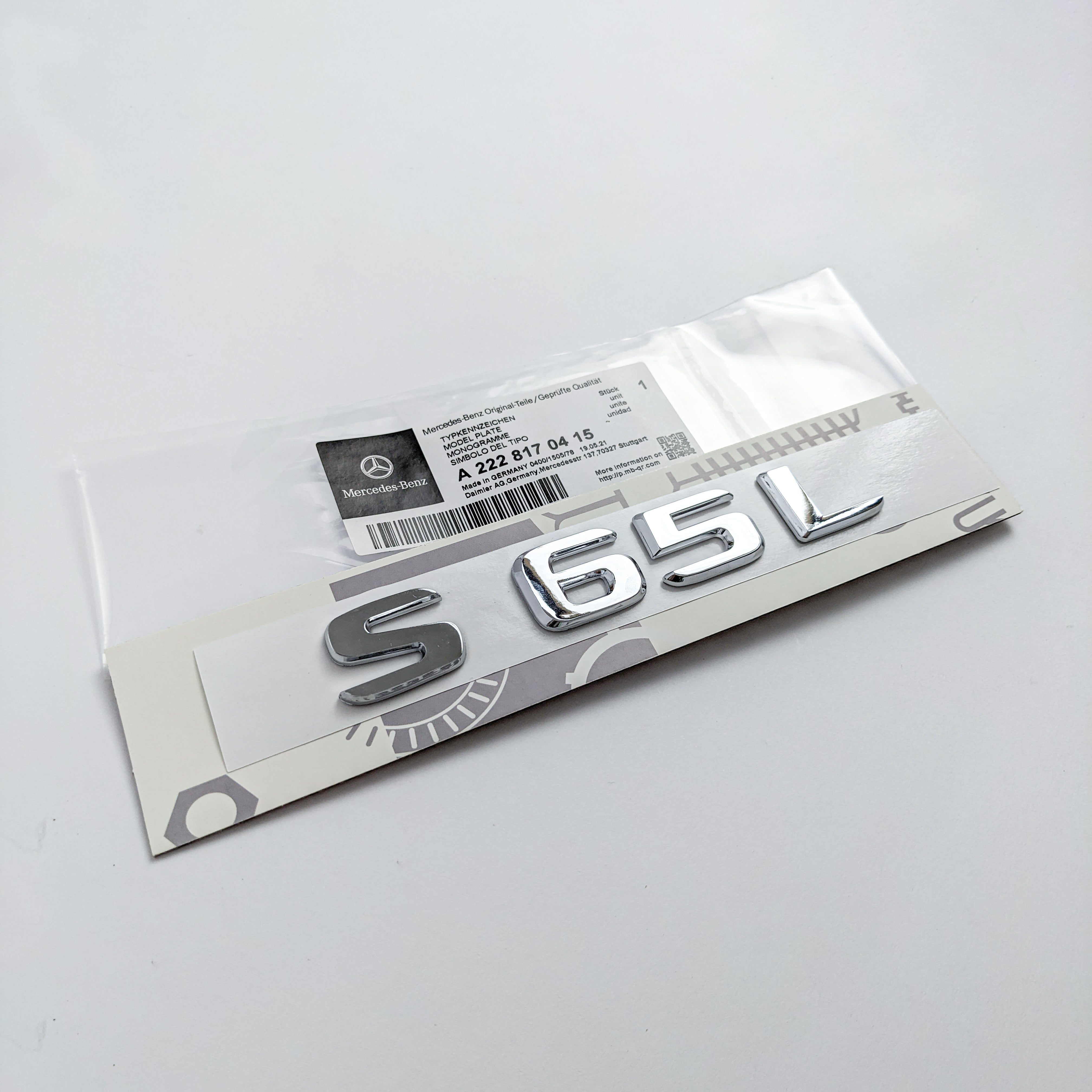 Mercedes-Benz Chrome Silver "S65L" Rear Trunk Emblem Badge Logo Italiaspares