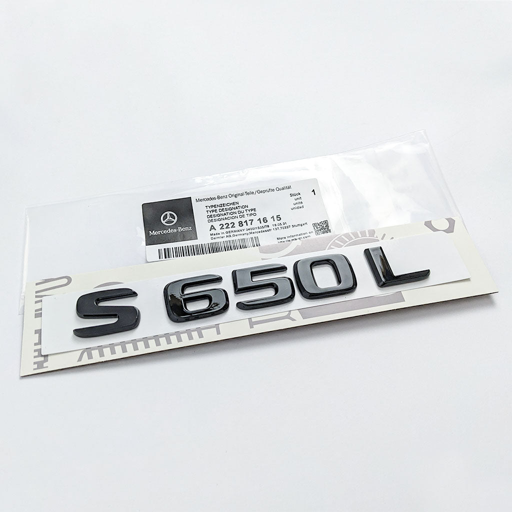 Mercedes Benz "S650L" Gloss Black Number Letter Emblem Badge Italiaspares