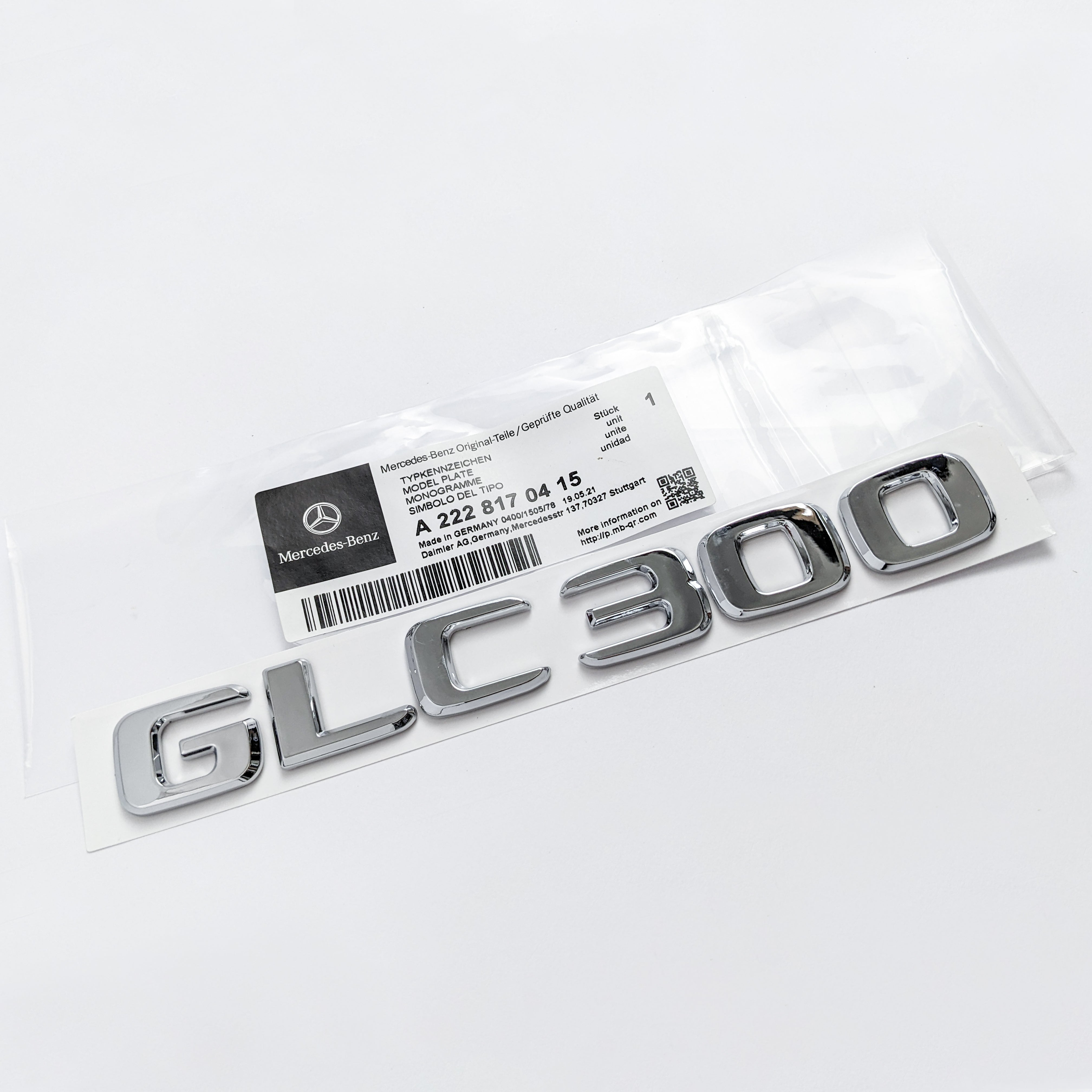 Mercedes-Benz Chrome Silver "GLC300" Rear Trunk Emblem Badge Logo Italiaspares