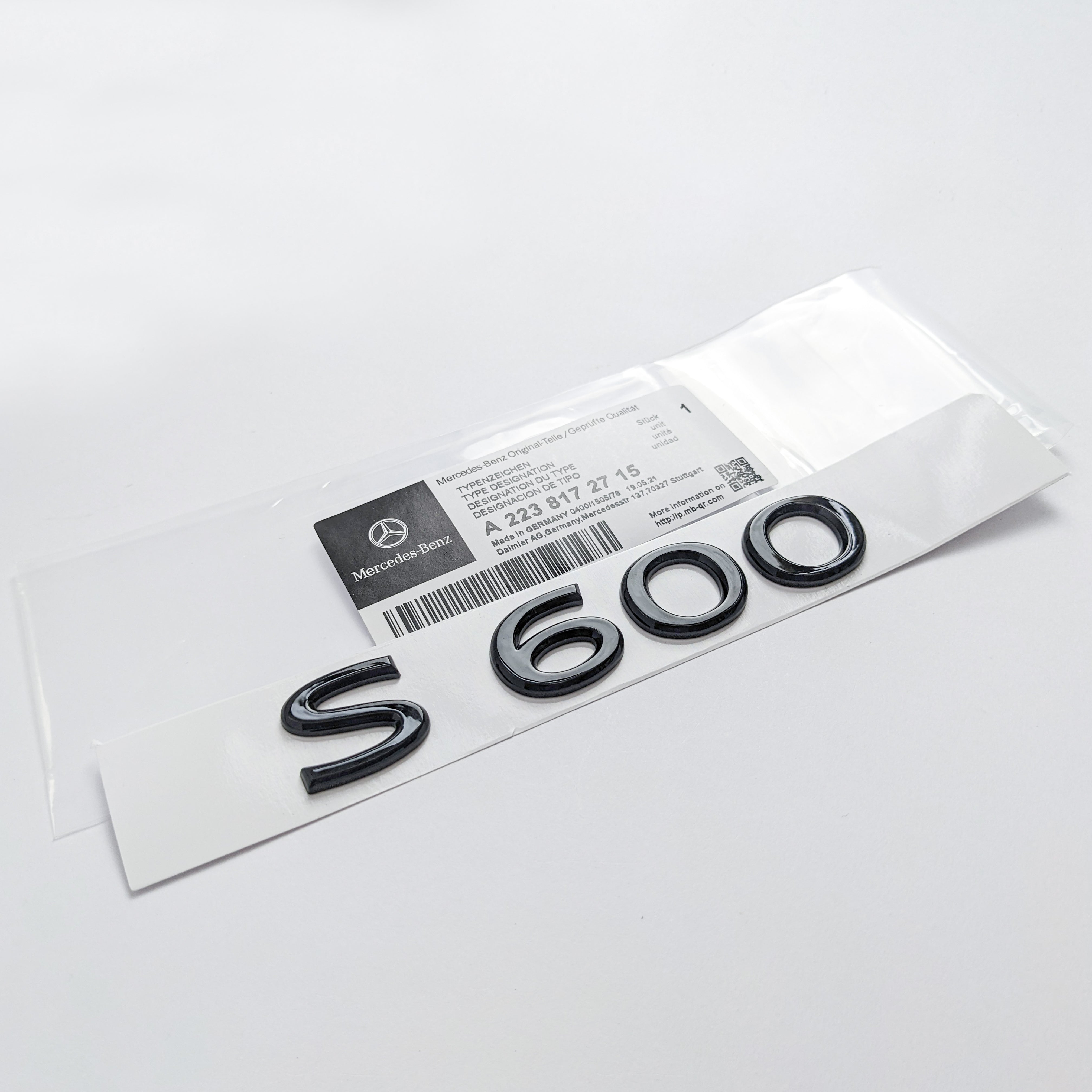 Mercedes-Benz Gloss Black "S600" Rear Trunk Emblem Badge Logo Italiaspares