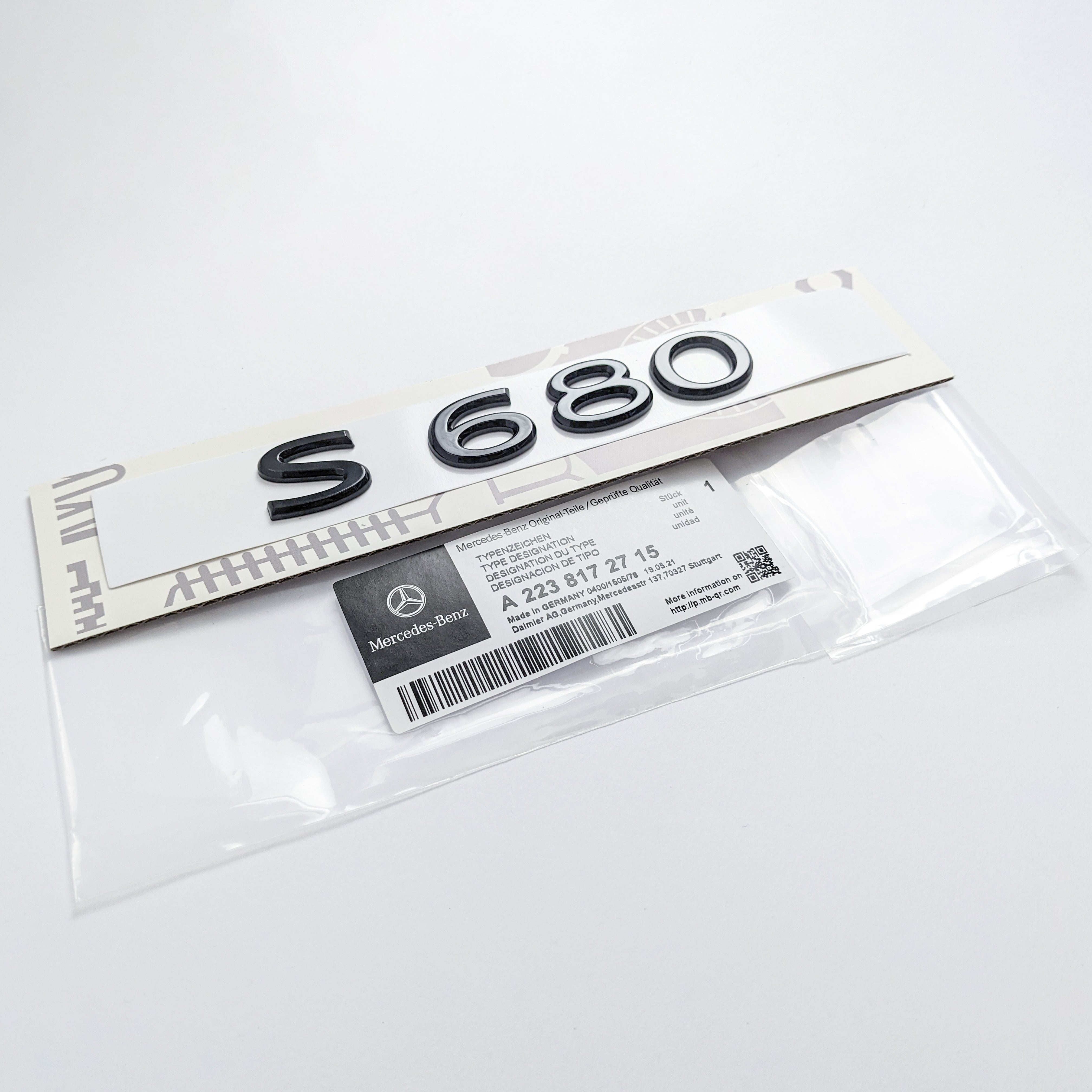 Mercedes-Benz Gloss Black "S680" Rear Trunk Emblem Badge Logo Italiaspares