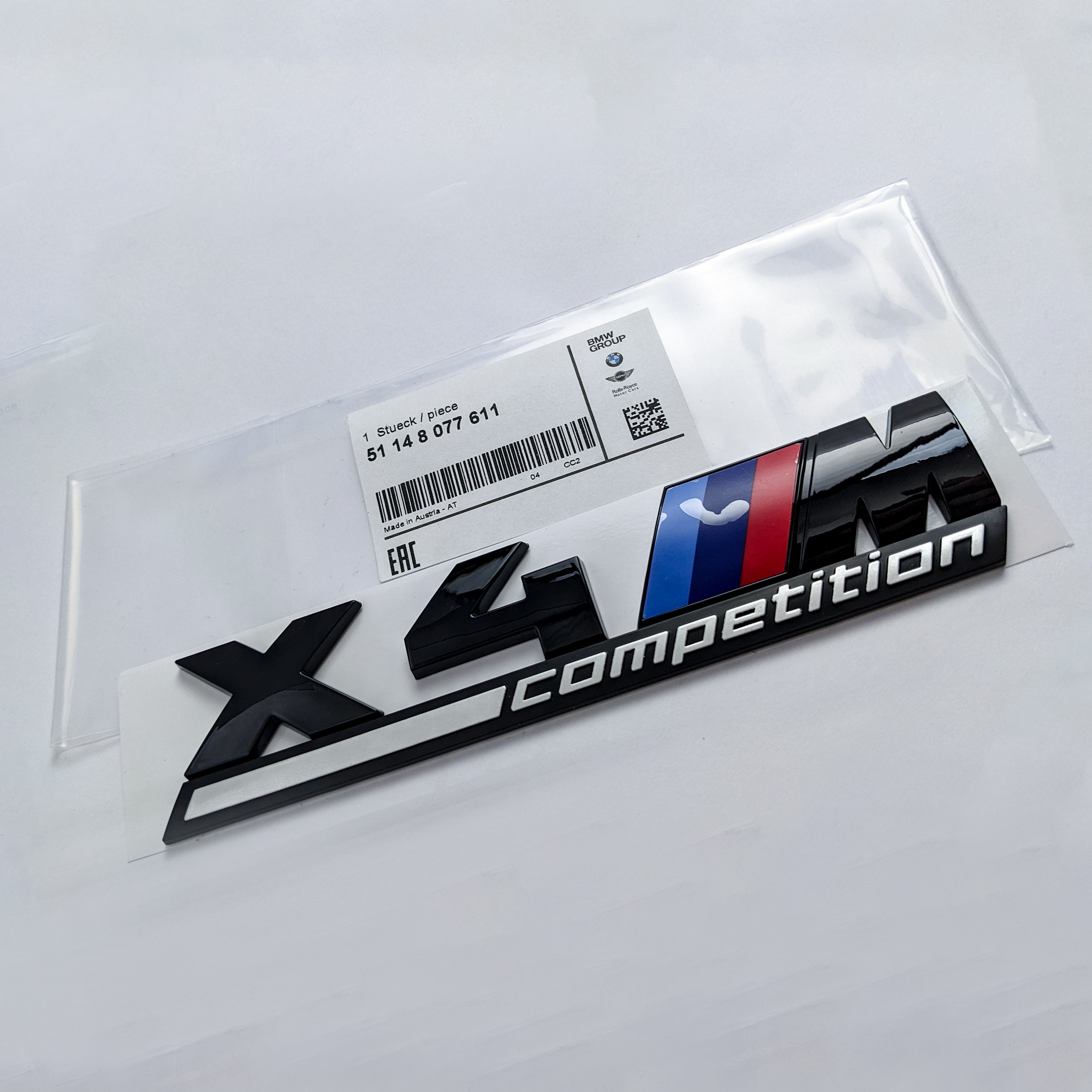 BMW X4 M Competition Tailgate Rear Black Emblem Badge Sticker 51148077611 Italiaspares