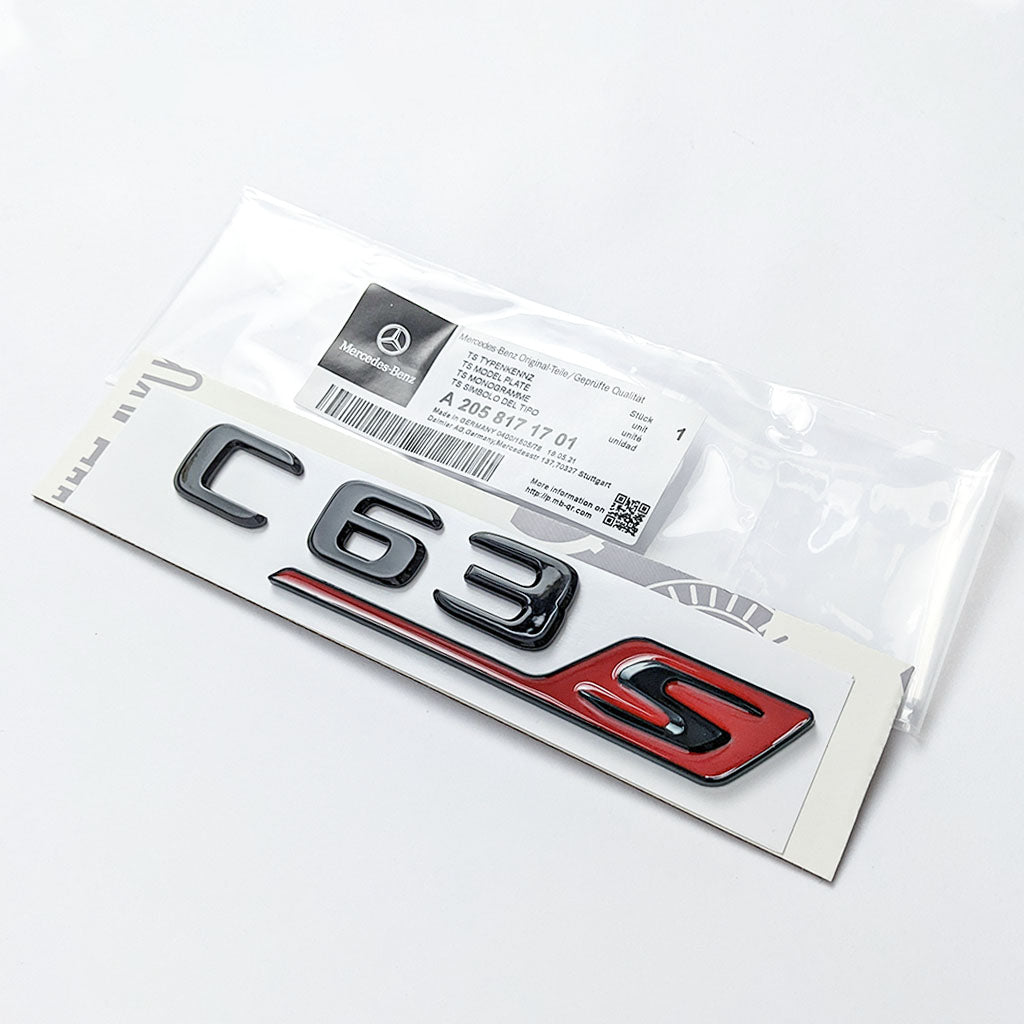 "C63s" Gloss Black Red Emblems Badge Sticker for Mercedes-Benz C63s AMG Factory