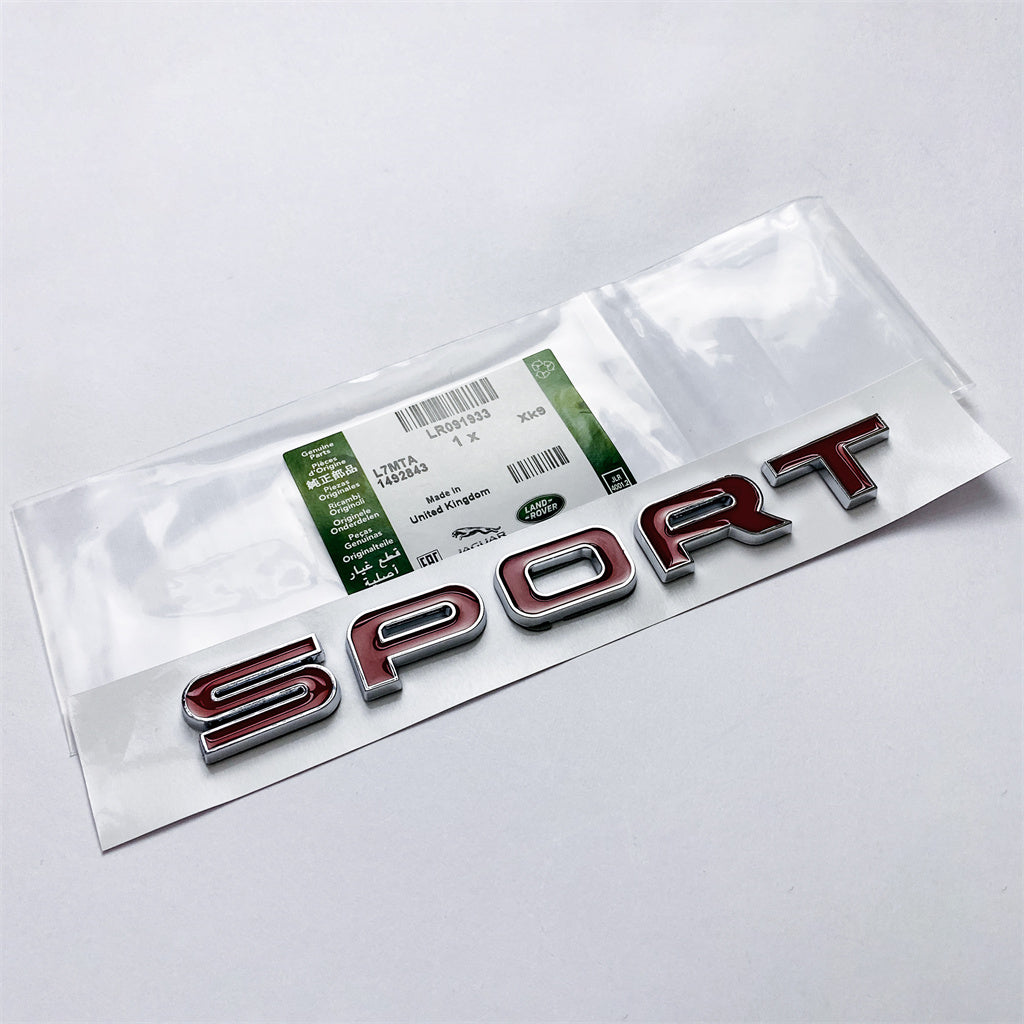 Land Rover Chrome Trimmed Red L494 Range Rover Sport "SPORT" Tailgate Badge LR091933 Italiaspares