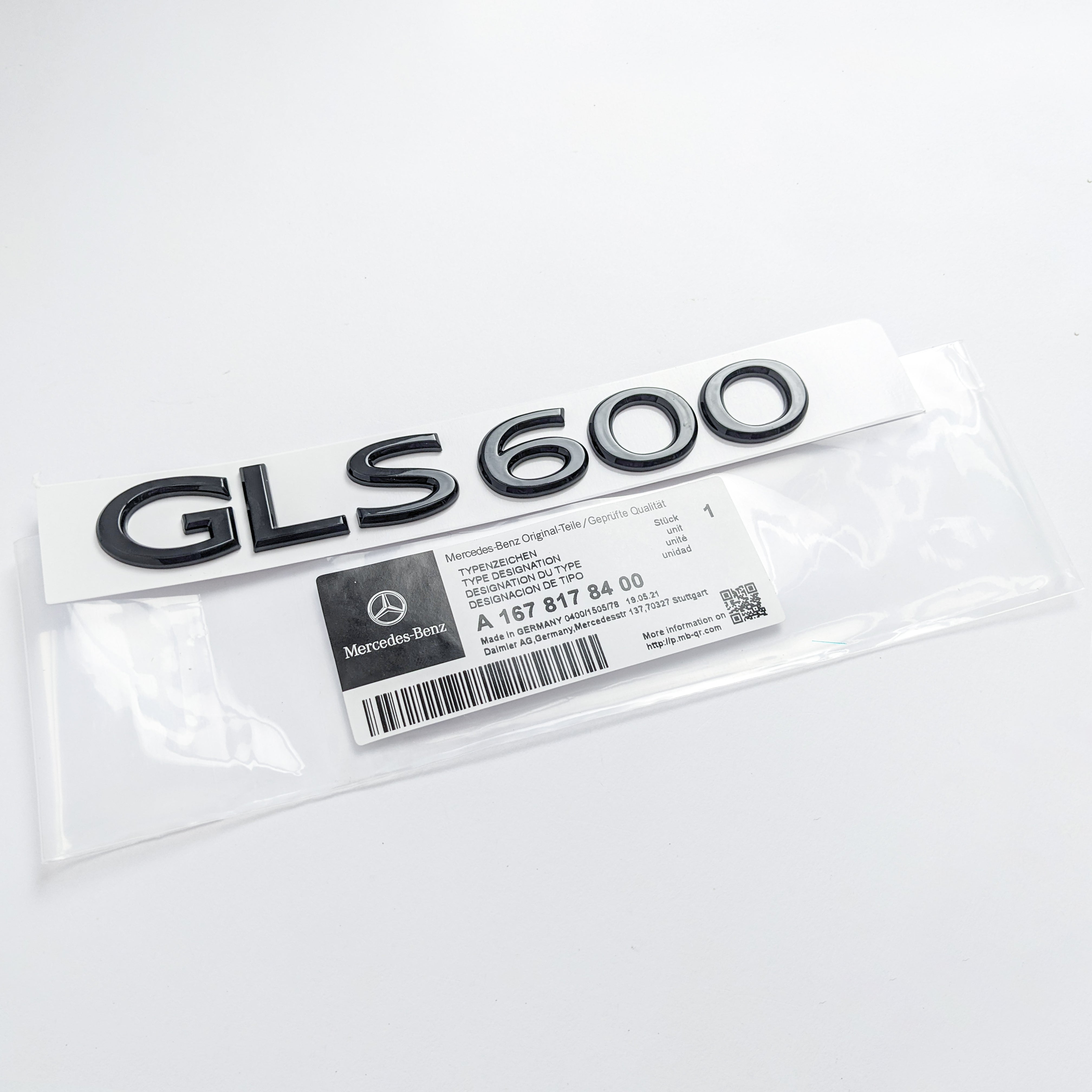 Mercedes Benz Gloss Black "GLS600" Rear Trunk Emblem Nameplate Decal Letter Badge Italiaspares