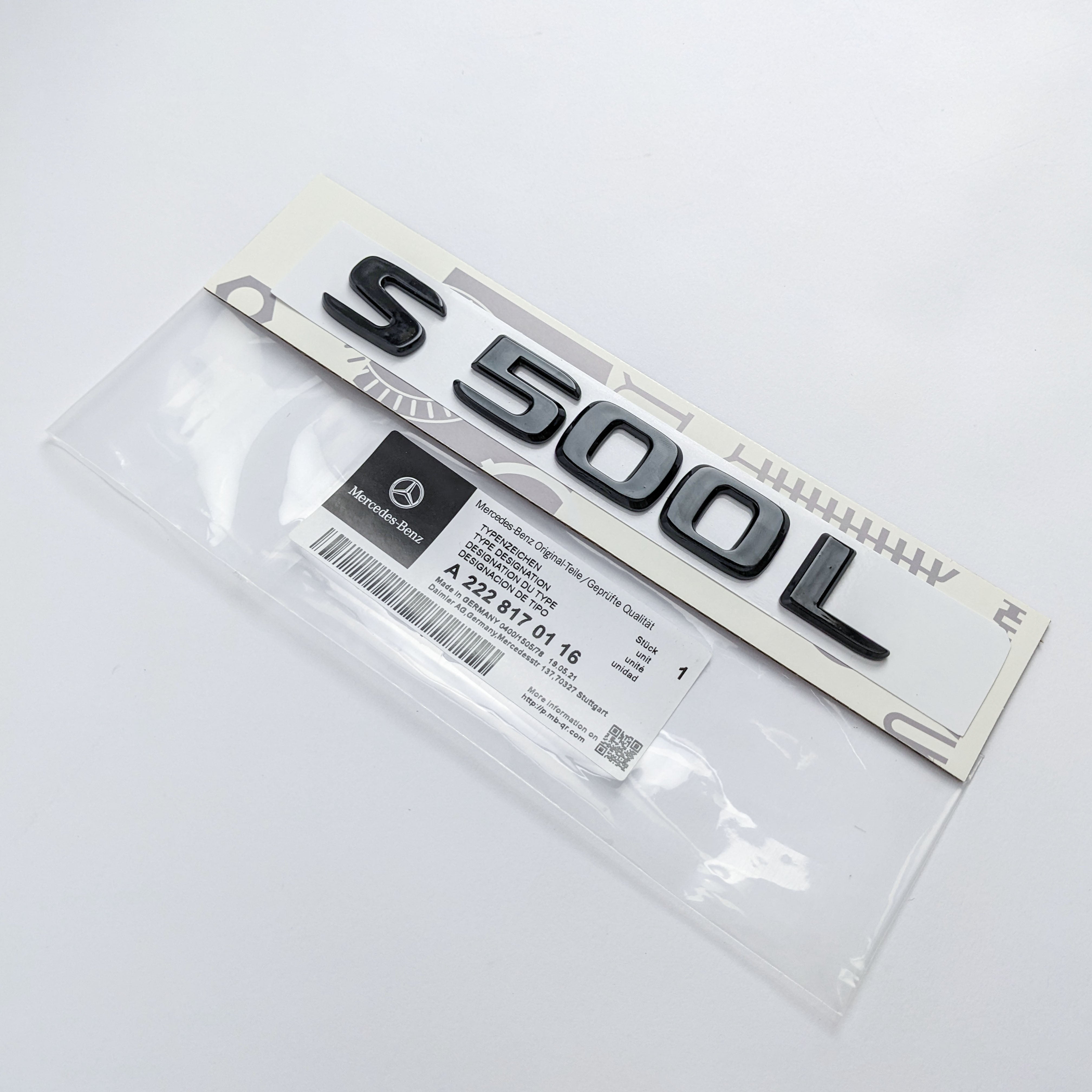 Mercedes Benz Gloss Black "S500L" Rear Trunk Emblem Badge Nameplate Decal Letter Italiaspares
