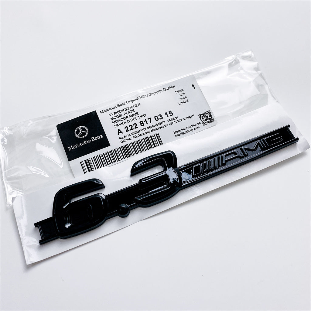 Mercedes Benz 6.3 AMG Side Wing Badge Emblem Black C63 E63 S63 CLS63 A2228170315 Italiaspares