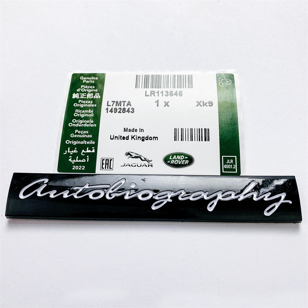 Land Rover Gloss Black "Autobiography" Car Sport Tailgate Logo Badge Emblem LR113646 Italiaspares