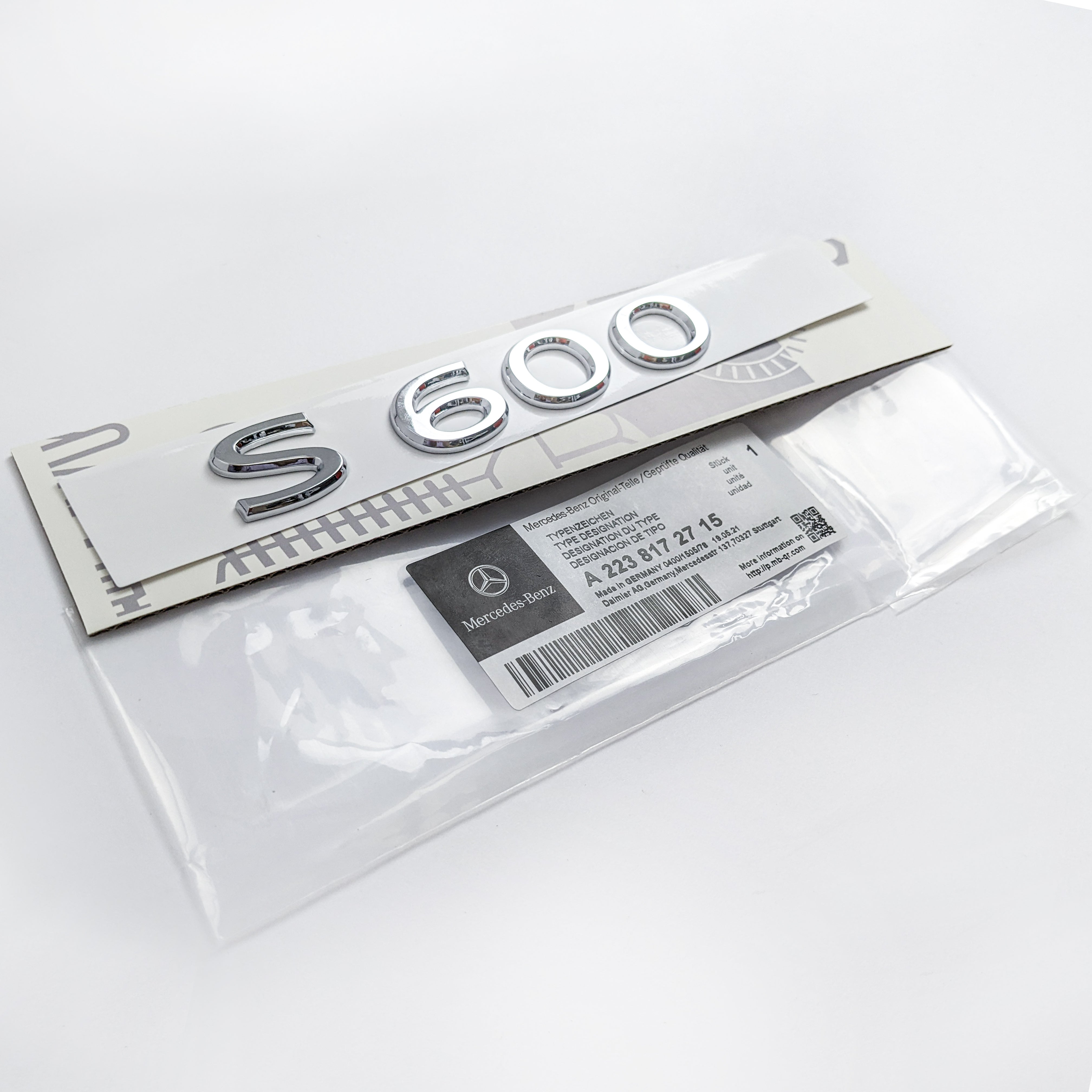 Mercedes-Benz Chrome Silver "S600" Rear Trunk Emblem Badge Logo Italiaspares