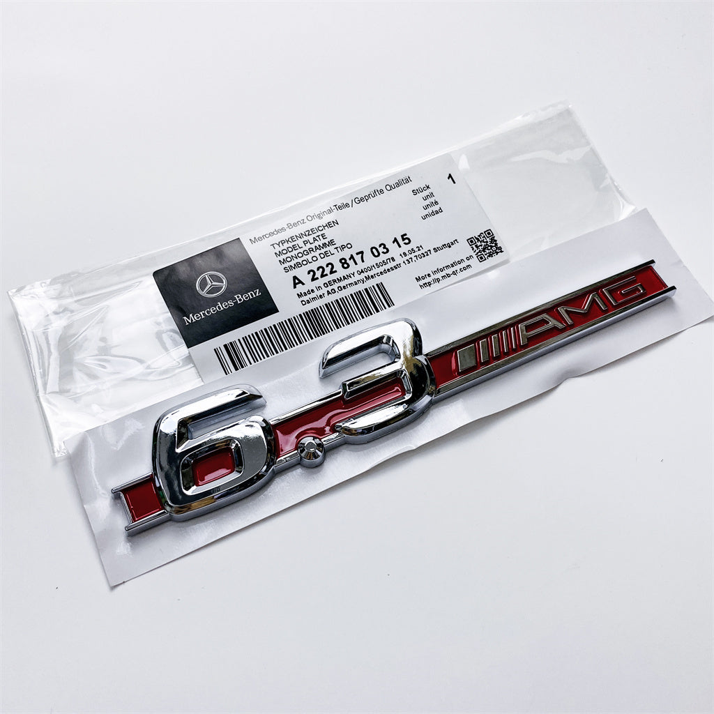 Mercedes Benz 6.3 AMG Side Wing Badge Emblem Black & Red C63 E63 S63 CLS63 A2228170315 Italiaspares