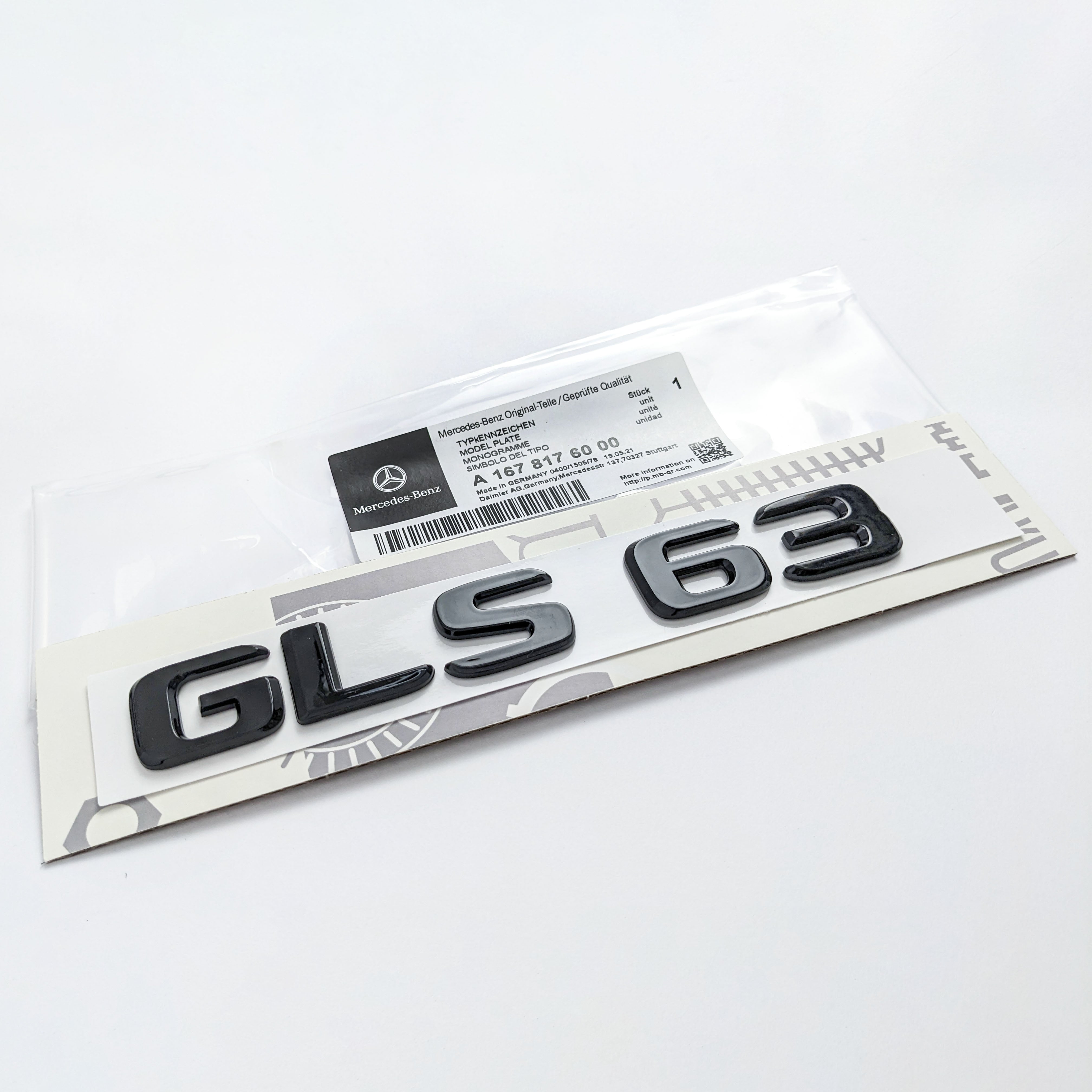 Mercedes Benz Gross Black "GLS63" Rear Trunk Emblem Decal Badge Italiaspares