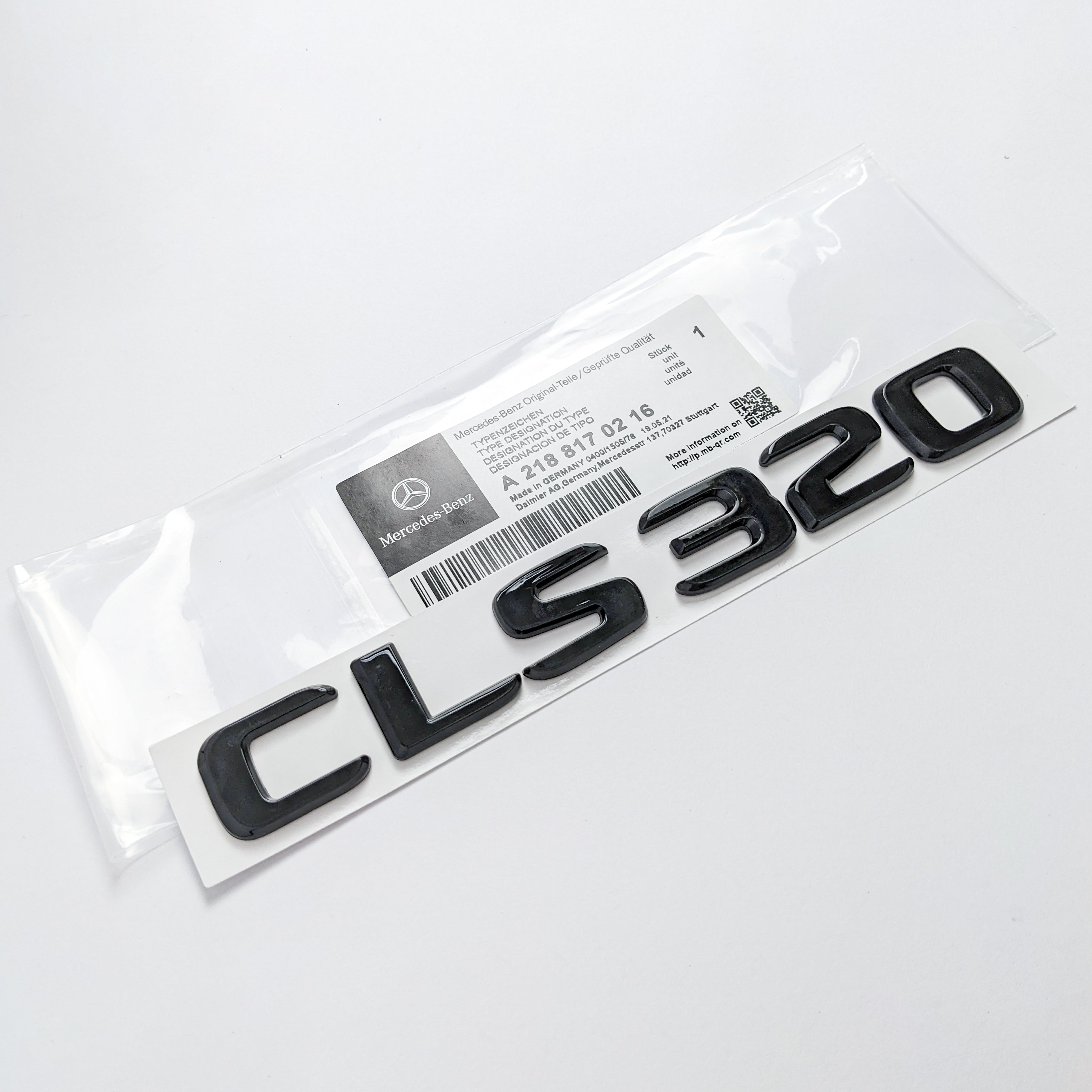 Mercedes Benz "CLS320" Gloss Black Number Letter Emblem Badge Italiaspares