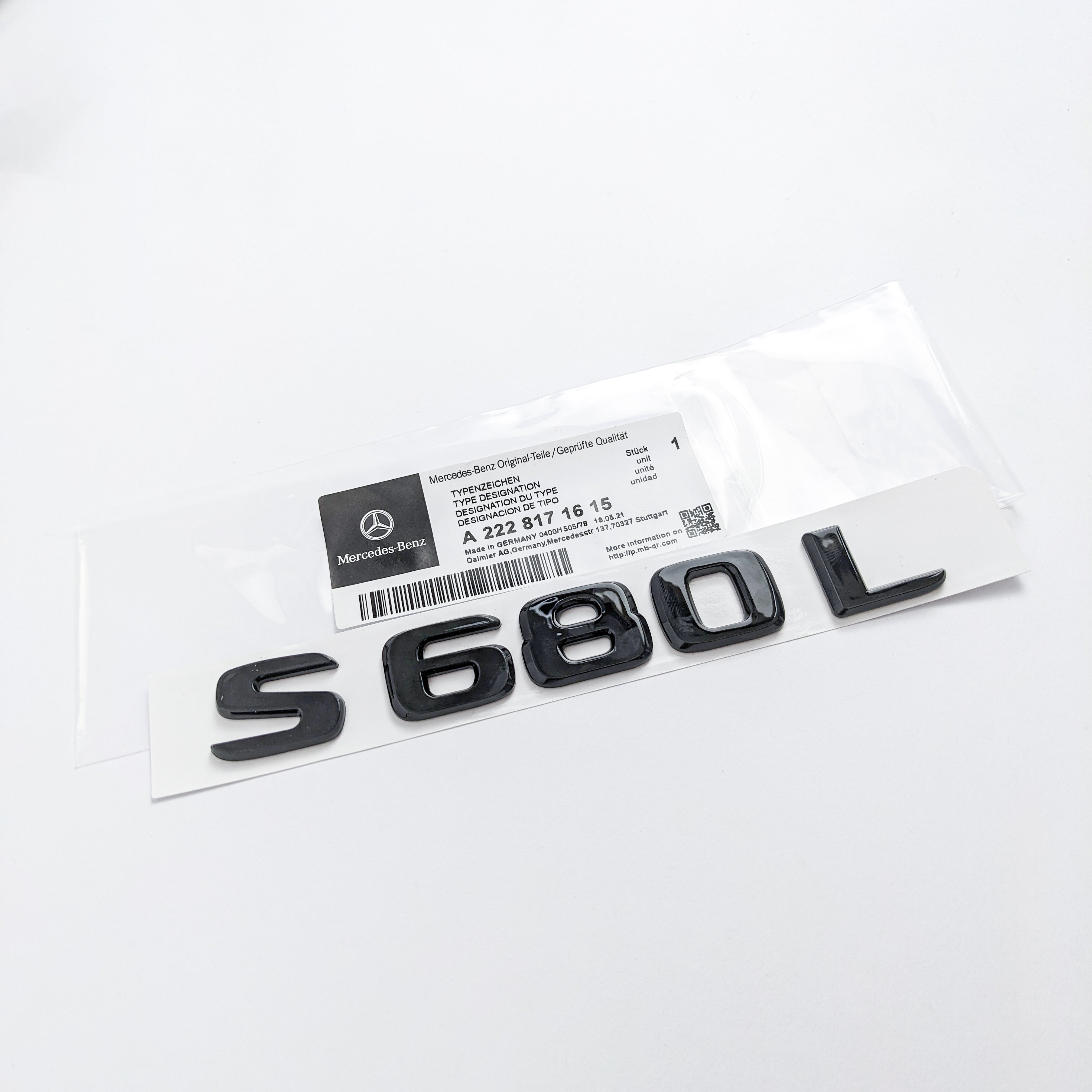 Mercedes-Benz Gloss Black "S680L" Rear Trunk Emblem Badge Logo Italiaspares