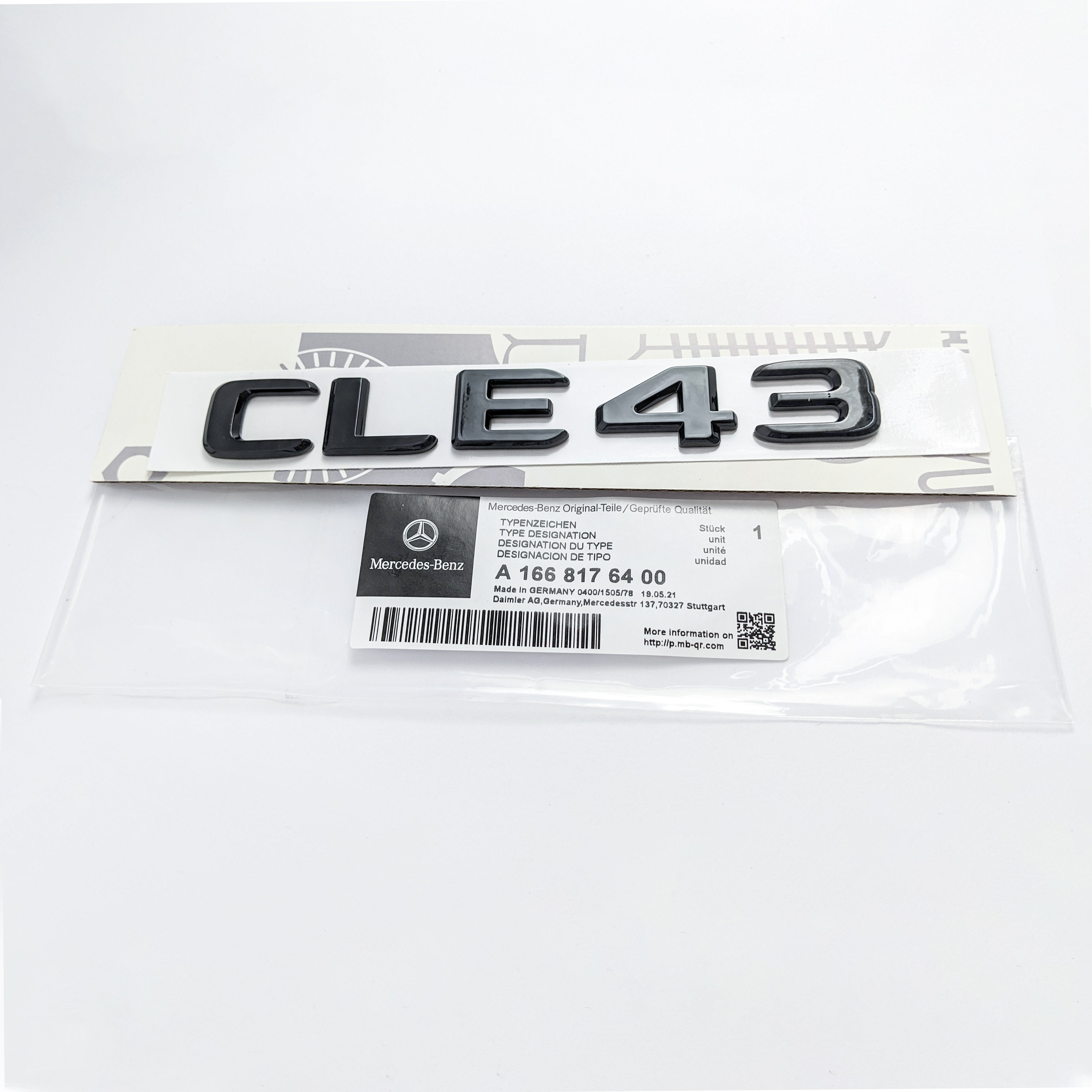 Mercedes-Benz Gloss Black "CLE43" Logo Trunk Emblem Badge Italiaspares