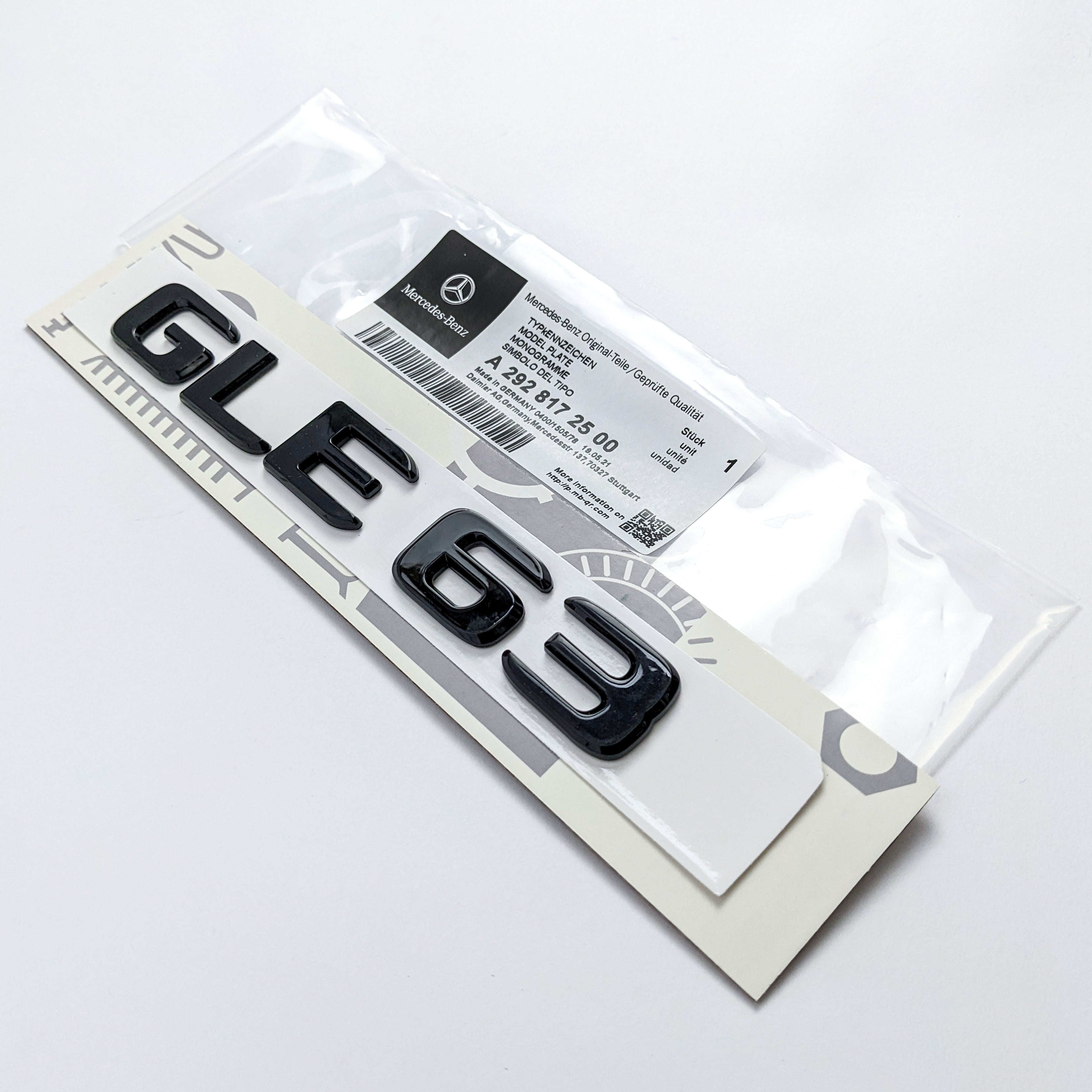 Mercedes Benz Gloss Black Letters "GLE63" Rear Trunk Emblems Badges Italiaspares