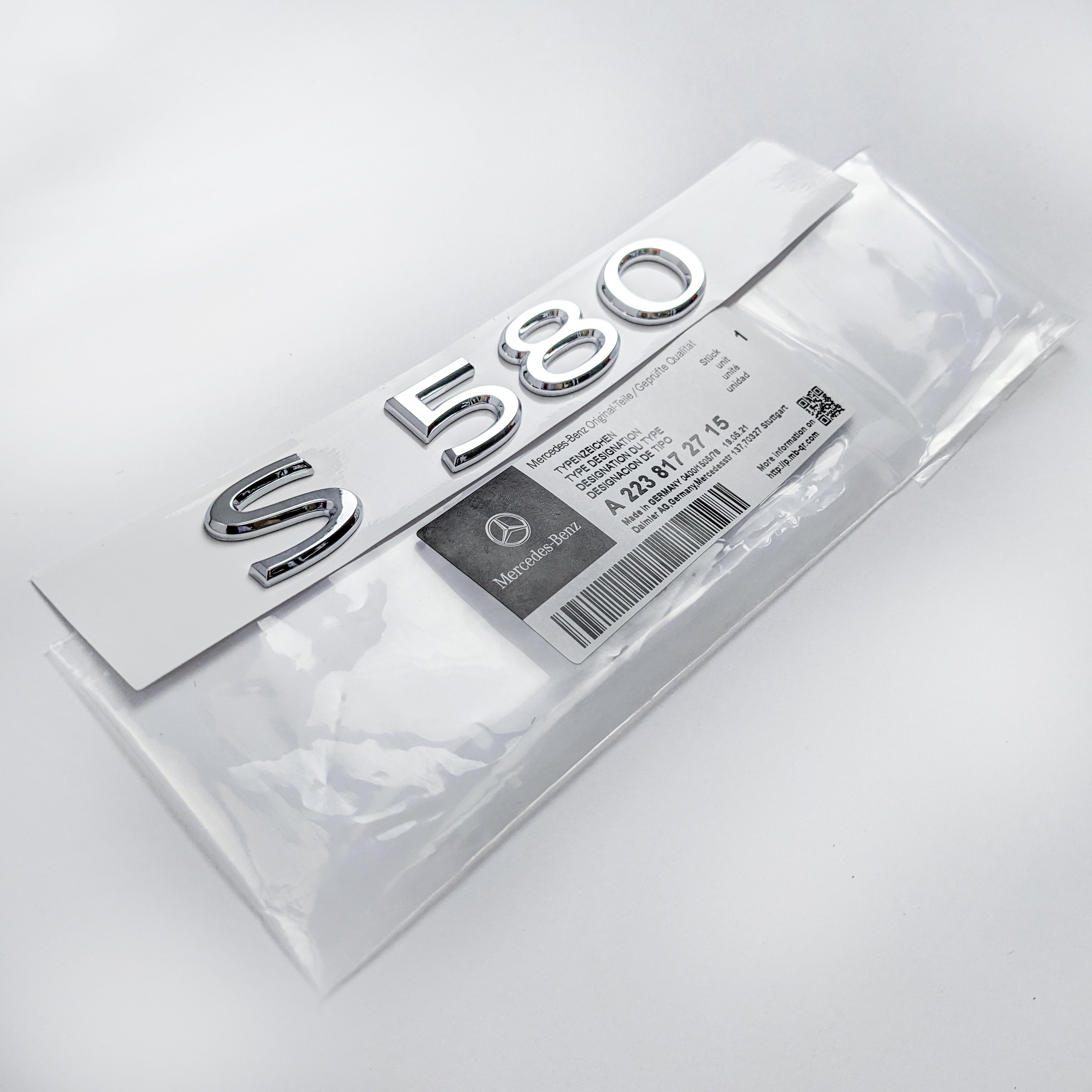 Mercedes-Benz Chrome Silver "S580" Rear Trunk Emblem Badge Logo Italiaspares