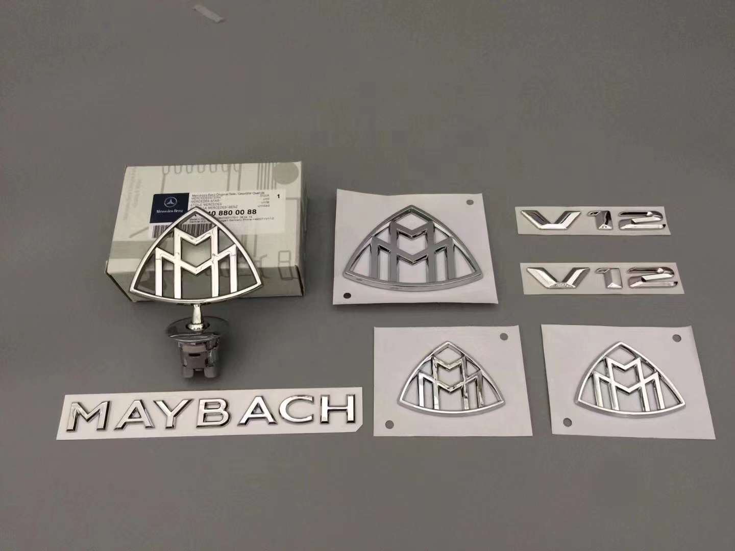 7PCS Maybach S-Class Hood Standing Fender Rear Badge Set V12 W222 W221 Italiaspares