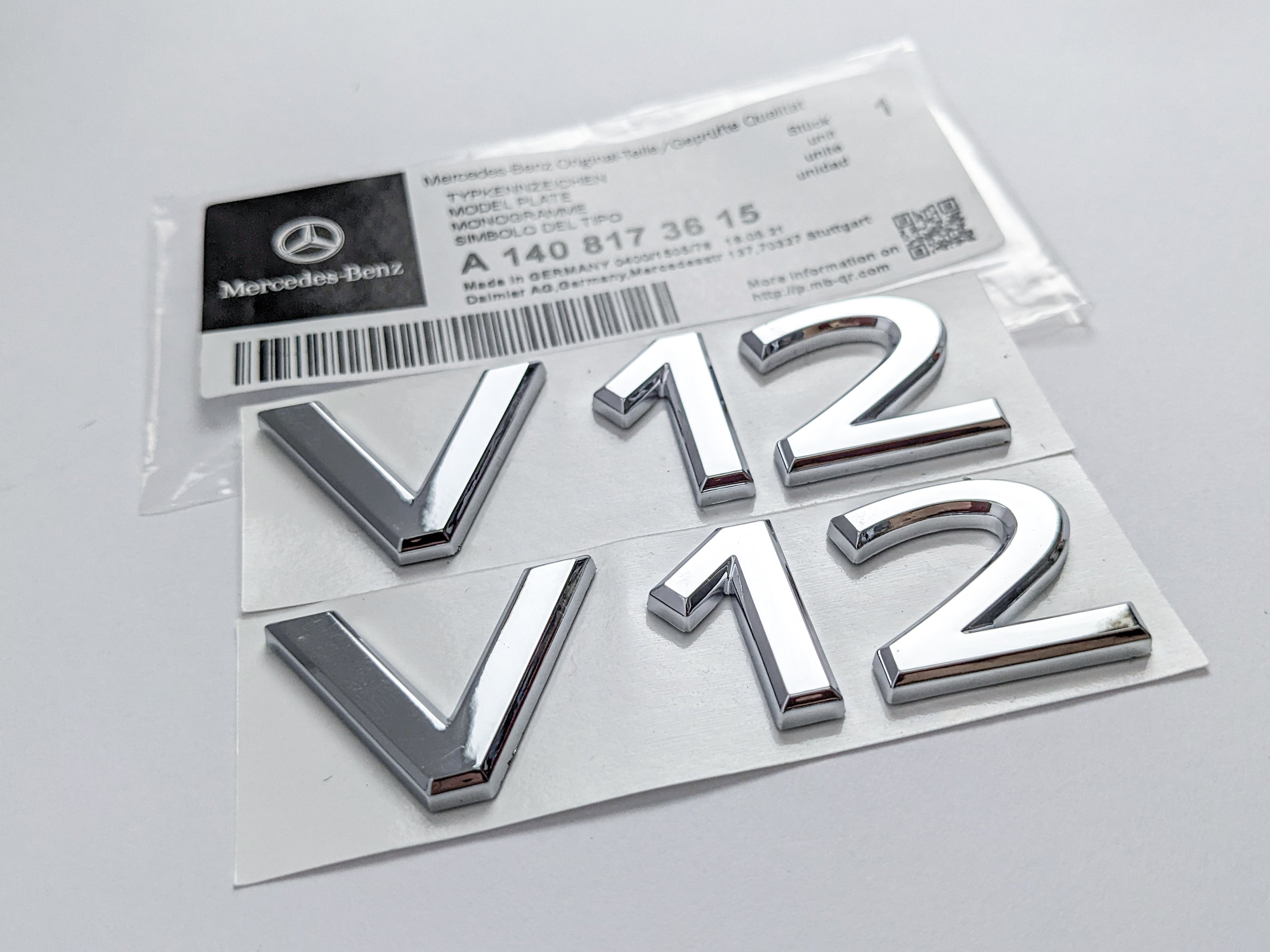 Mercedes Benz V12 AMG Emblem Fender Side Badge Chrome Nameplate NEW Italiaspares